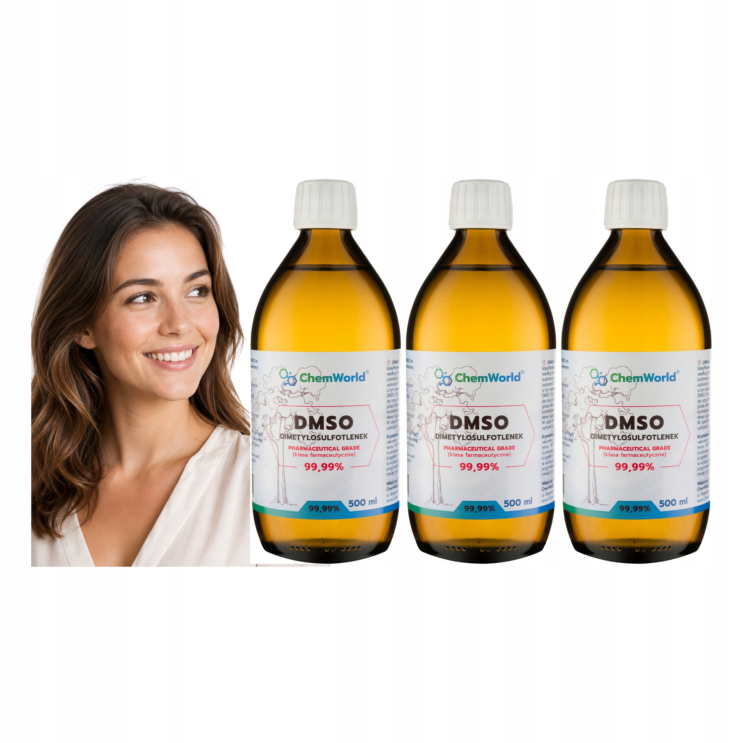 Dimetylosulfotlenek Dmso Chemworld 99,9% Czystość Farmaceutyczna 500 ML -3x