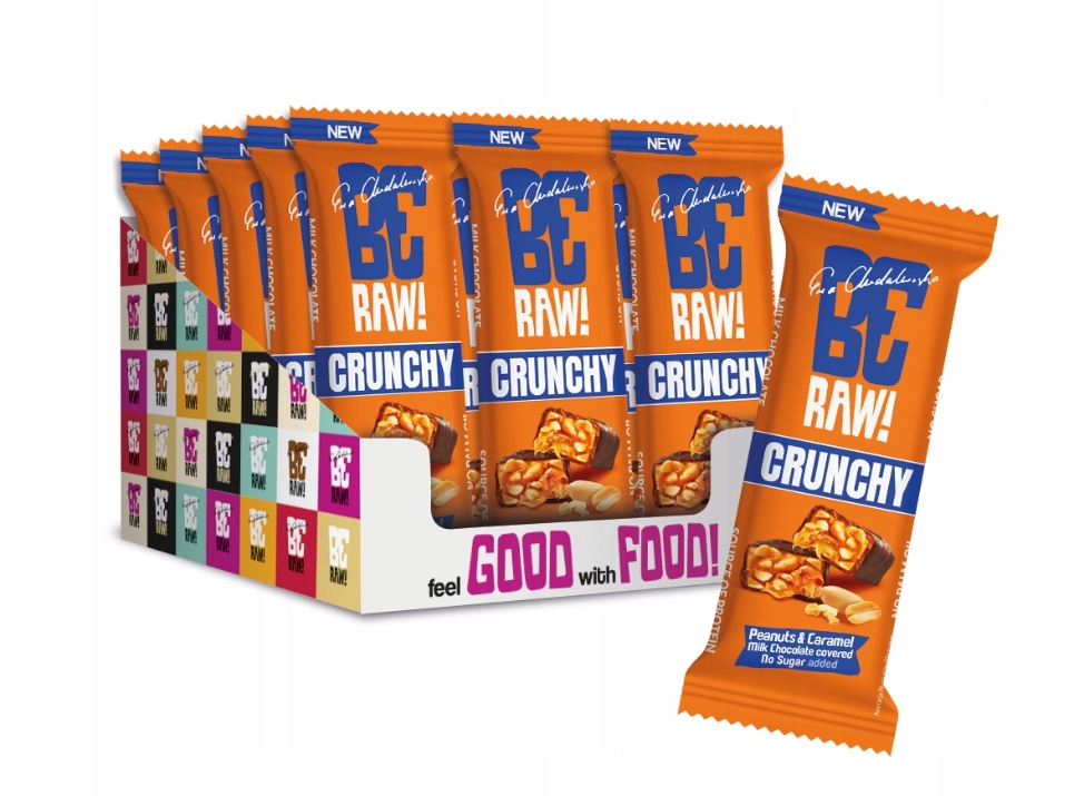 Levně Tyčinka BeRAW Crunchy Peanuts & Caramel Oříšky s karamelem bez cukru 15x40 g