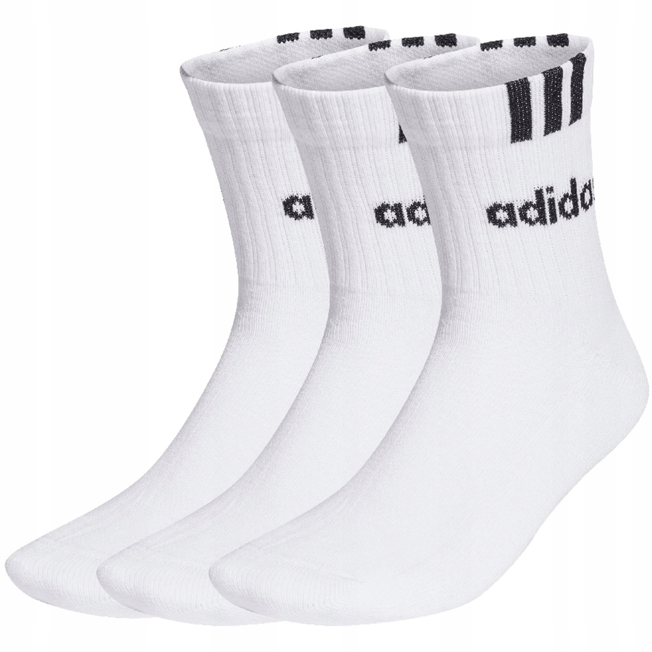 ADIDAS SKARPETY DŁUGIE 3-STRIPES LINEAR HALF-CREW r.43-45 HT3437 3PAK BIAŁE