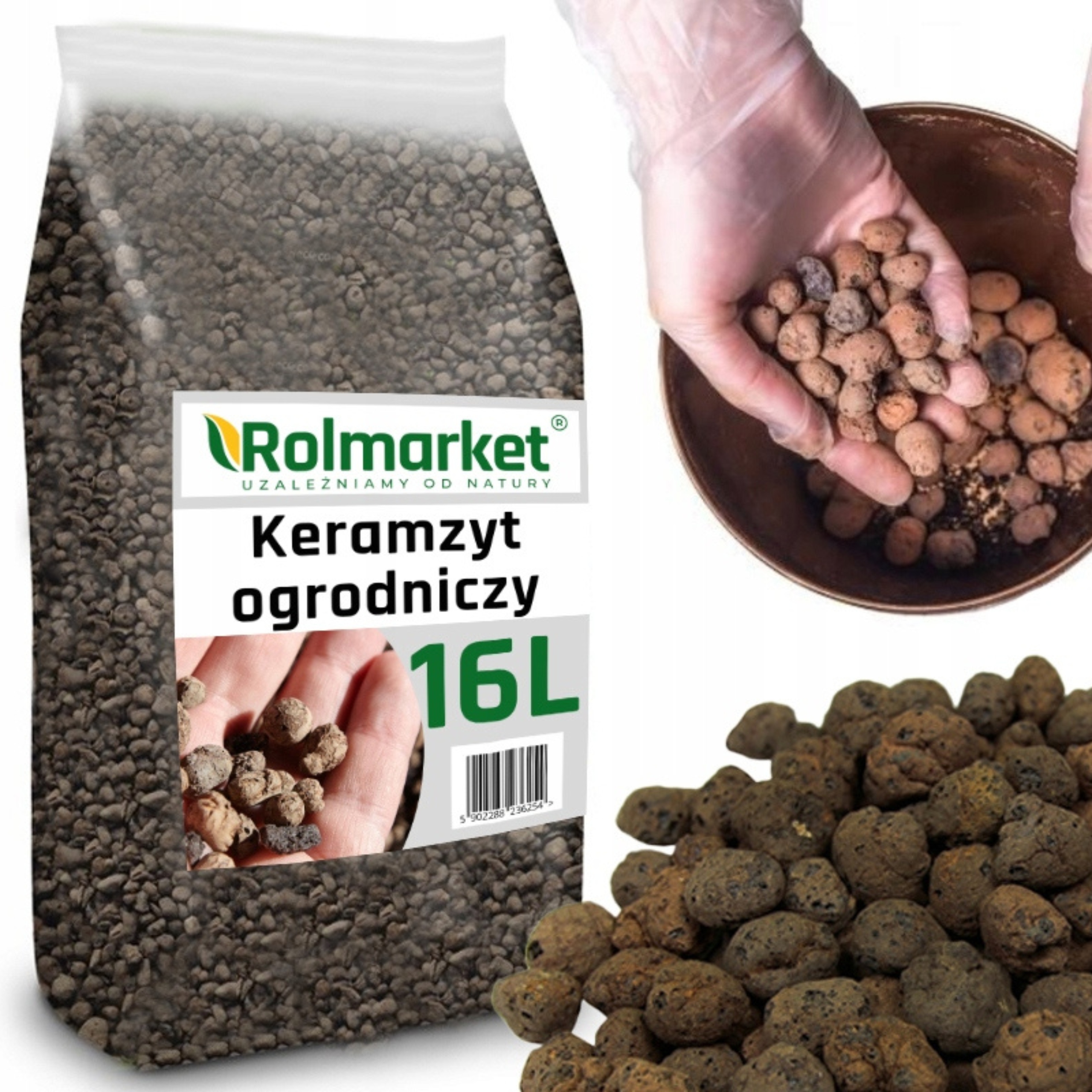 KERAMZYT PODŁOŻE DO ROŚLIN DRENAŻ grys ZIEMIA KRUSZYWO 8-30mm 16L GRUBY