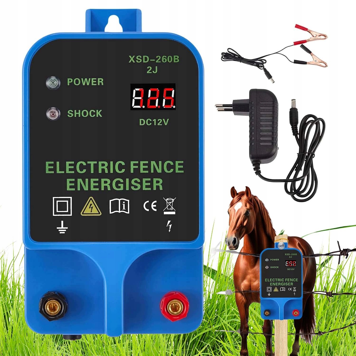 12V Elektrický Pastuchový Elektrizátor, Vodotěsný, IP54, Dvojité Napájení