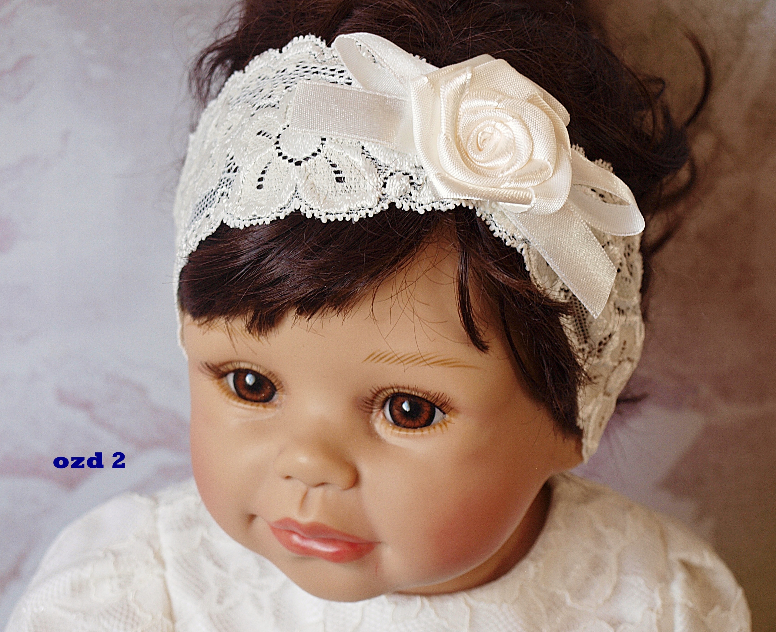 ŚLICZNA OPASECZKA NA CHRZEST Z KORONKI ECRU 62 Kolor inny kolor