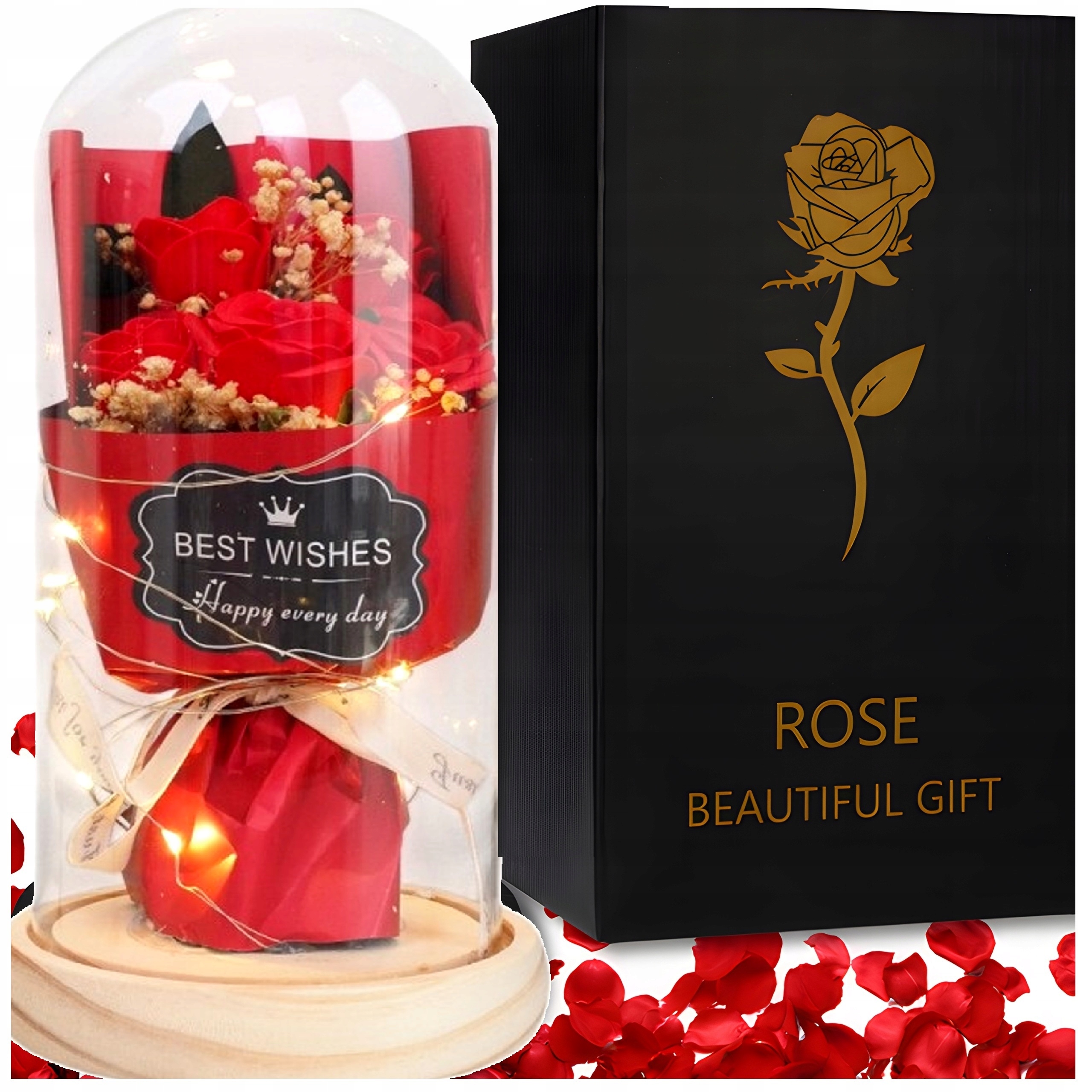 Květinová Kytice Ve Skle, Svítící Led K Narozeninám Pro Ženu, Maminku, Dceru