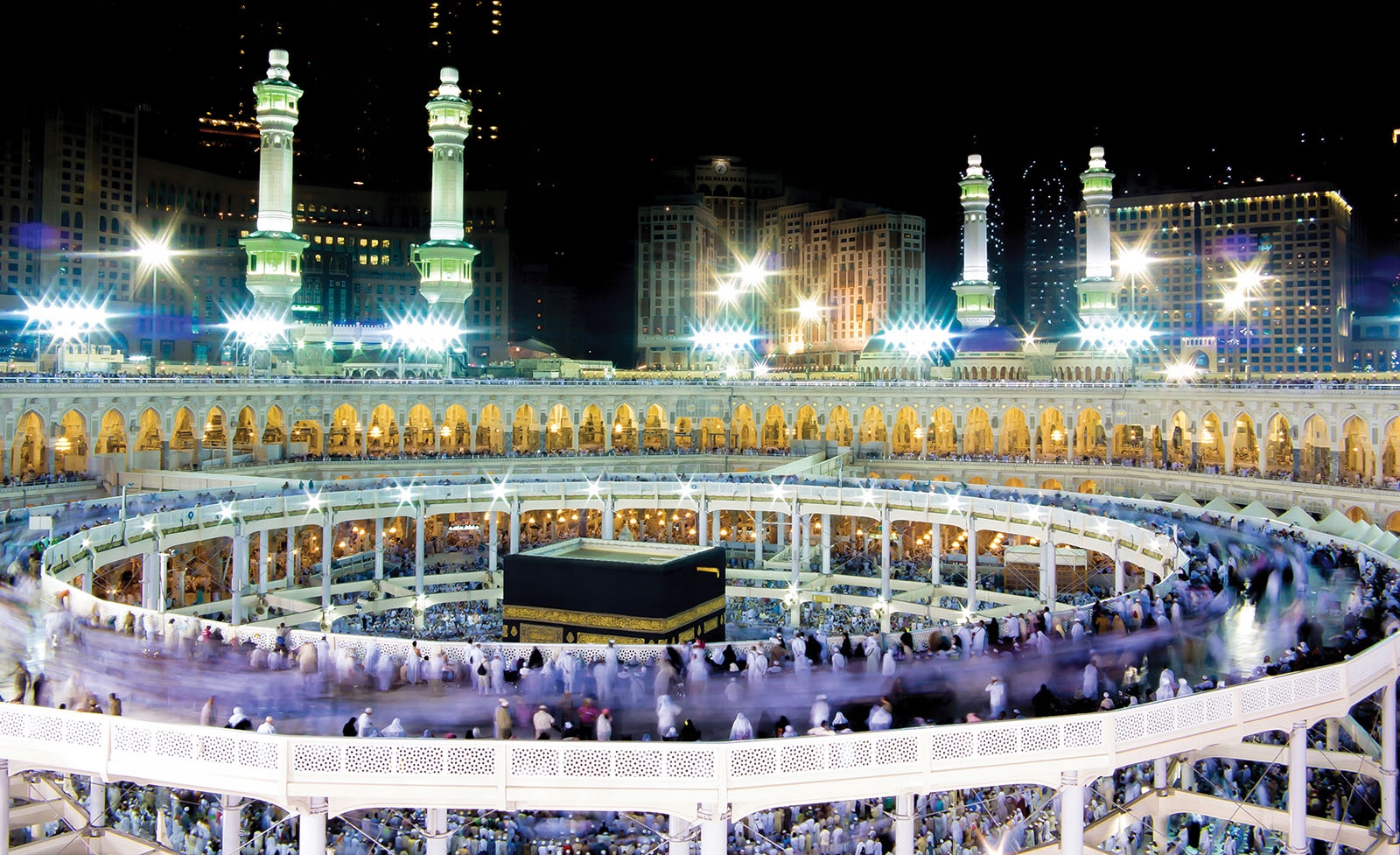 Fototapeta Kaaba Mekka Al-Haram noc poutníků minaret 200x140 lepidlo