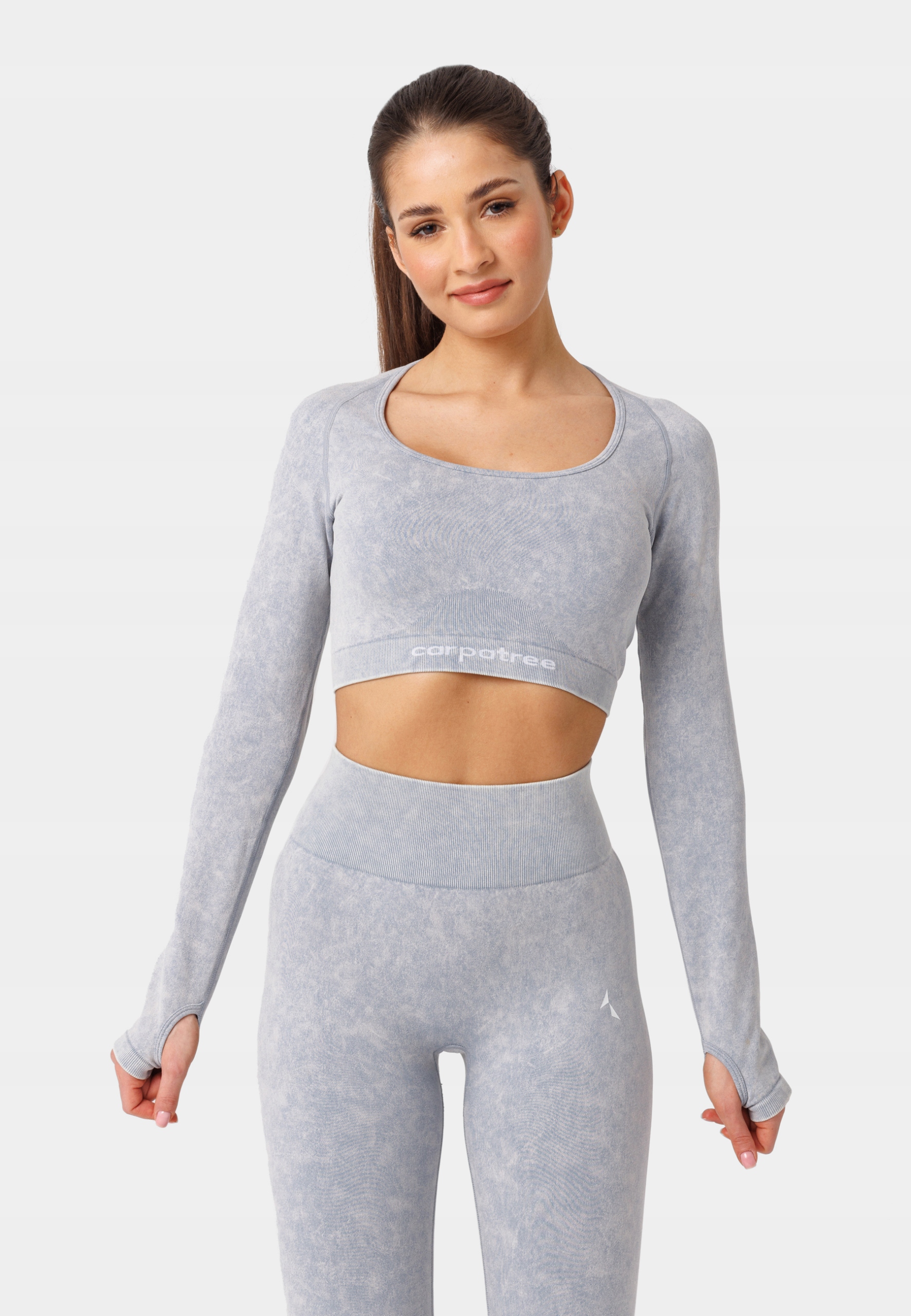 Top Bezszwowy Z Długim Rękawem Yasmine Szary Błekit Carpatree S