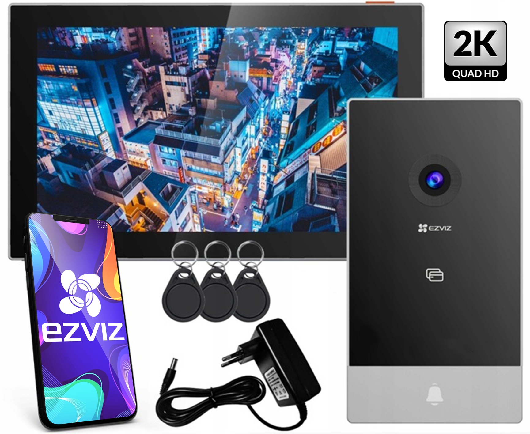 Wideodomofon WiFi Ezviz CP7 Czytnik Breloków Furtka Brama Ekran 7" 2K