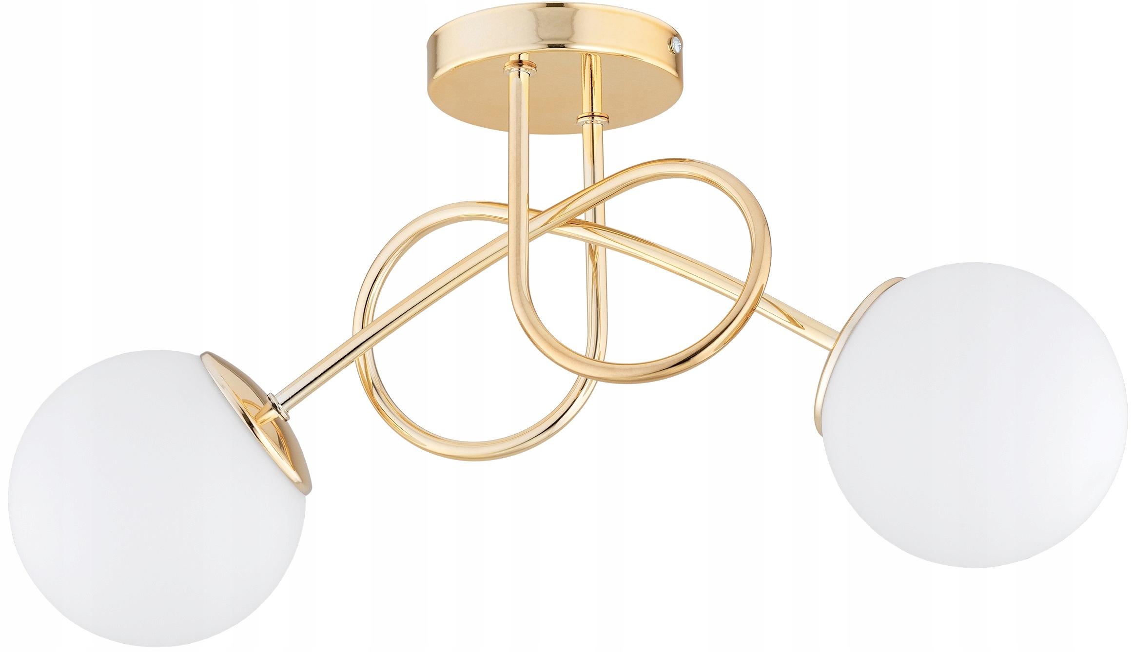 Złota Lampa Wisząca Sufitowa Żyrandol Białe Kule Milo Led E27