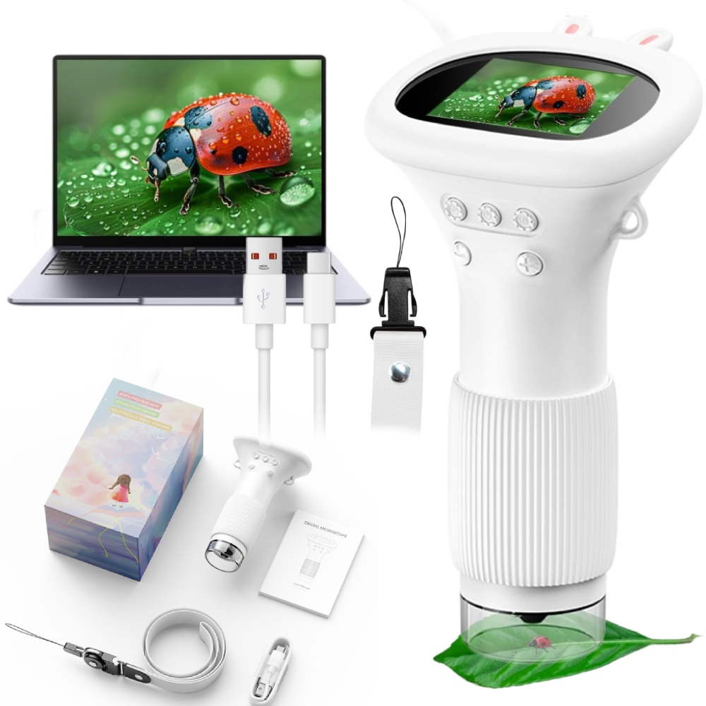 Digitální optický Hd mikroskop Ips s kabelem Type-C pro děti, 50-1000x