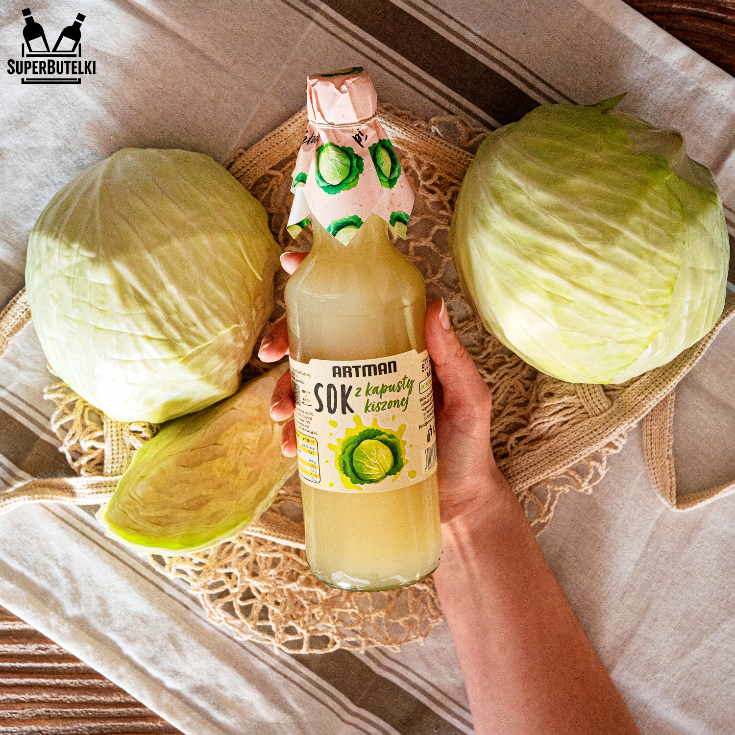 Sok z kapusty kiszonej W SZKLE 100% ZDROWIA 500ML Marka Artman