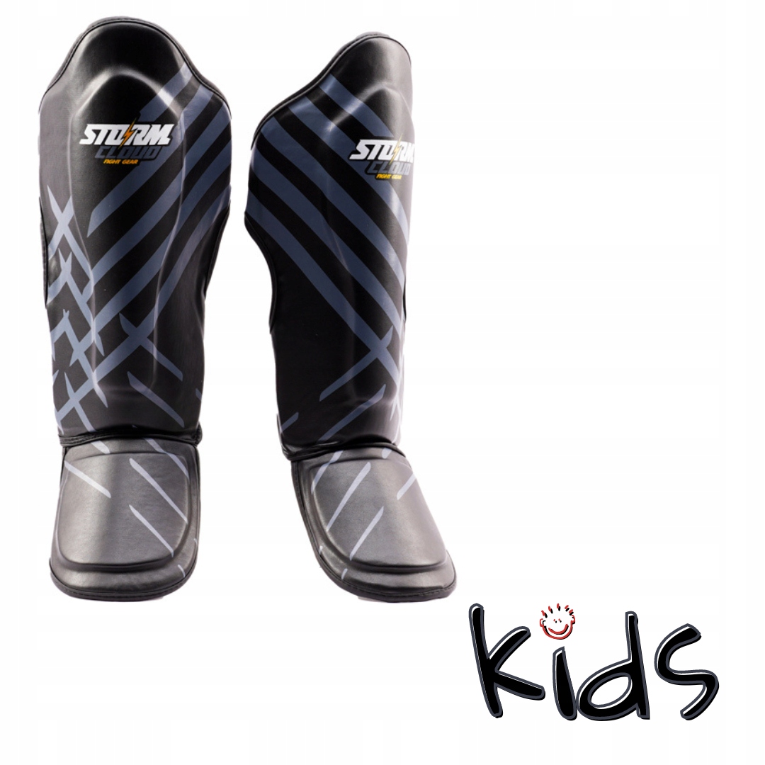 StormCloud Ochraniacze na piszczele dla dzieci Lynx Czarno-Szare Junior L