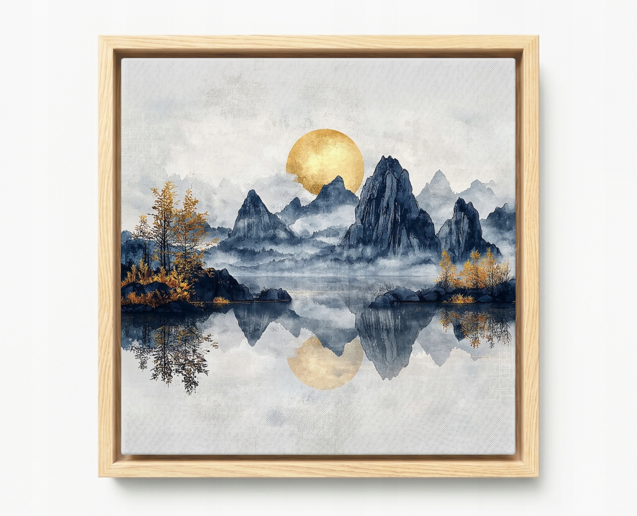 Obraz Rám Americký Box Hory Slunce Jezero Příroda Zen Feng Shui 40x40