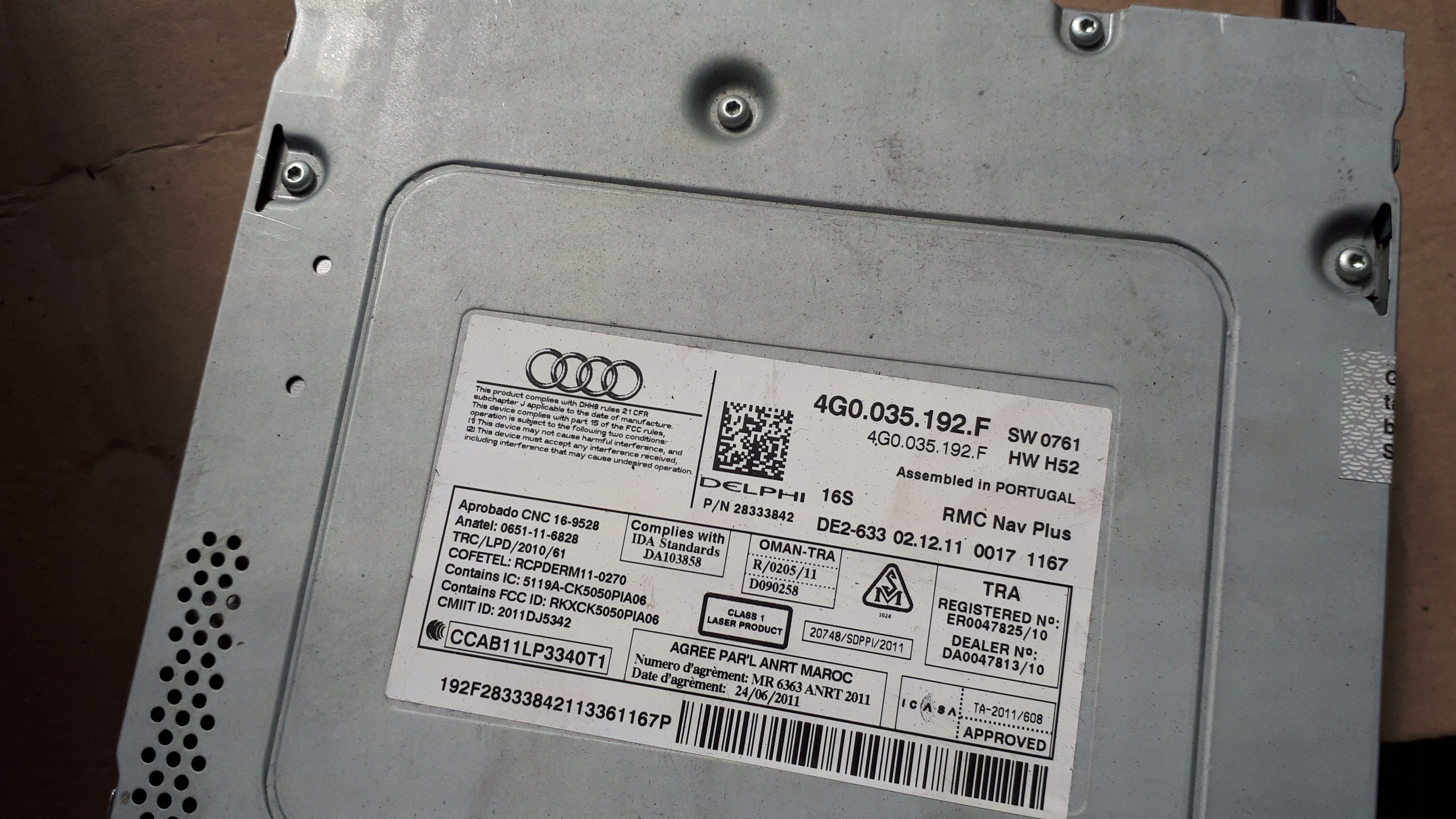 A7 4G MULTIMEDIA player MMI 4G0035192F A6 C7