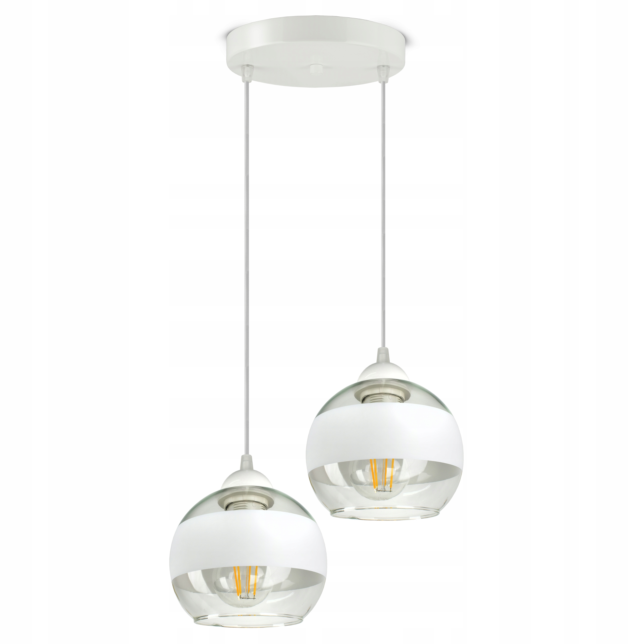 Lampa Wisząca Sufitowa Żyrandol Biała Szklane Kule White Belt EZ2 Led E27