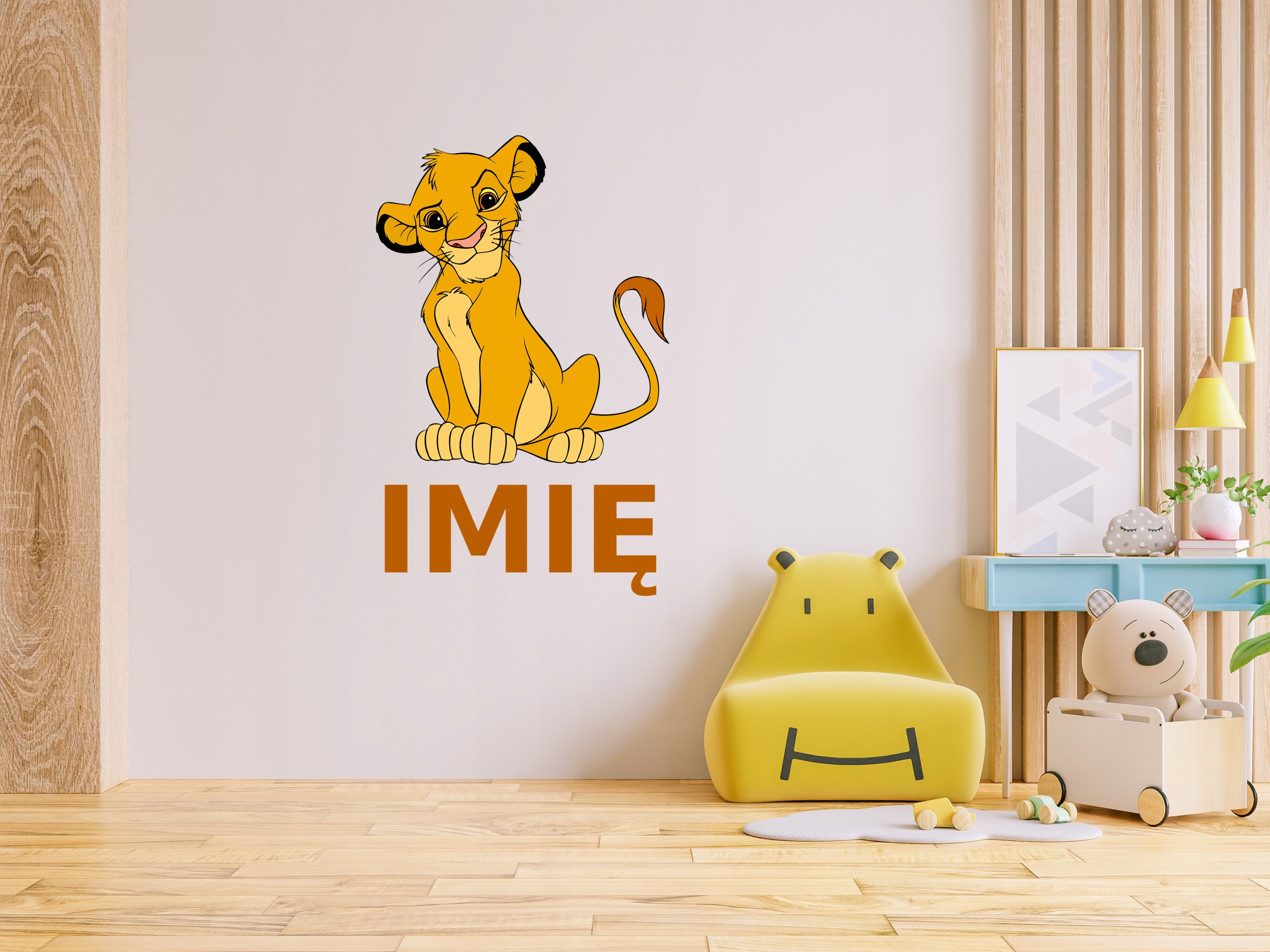 NAKLEJKA NA ŚCIANĘ 120cm XL IMIĘ SIMBA KRÓL LEW Bohater Inny