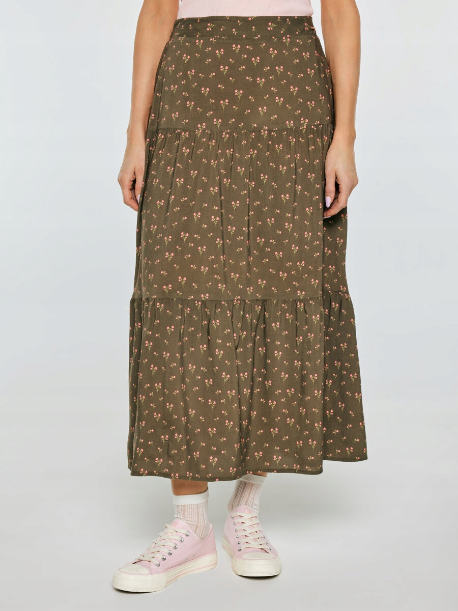 Big Star Sukně s květinovým motivem khaki Vendi 303 XL
