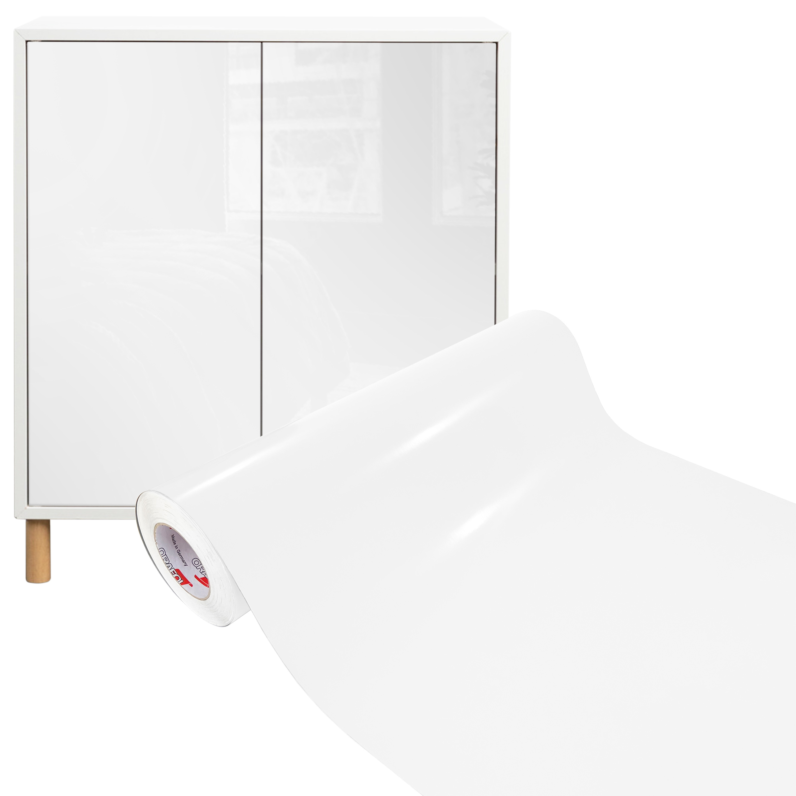 Dýha na skříňky Dveřní deska Fólie Nábytková Samolepicí Bílá 63 cm x 10 m