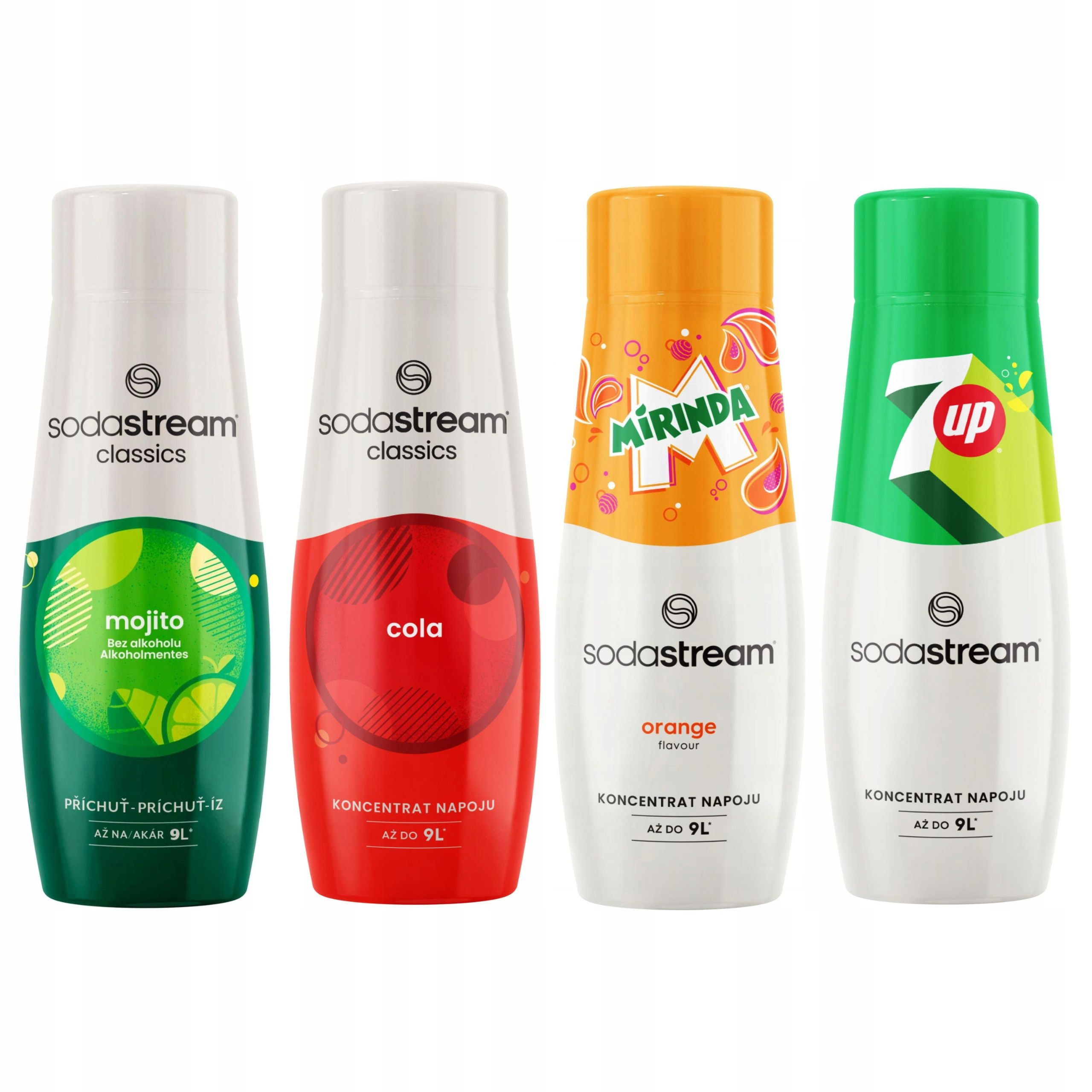 SodaStream sirupy pro perlivou vodu 4x440 ml Cola Mirinda Mojito 7Up