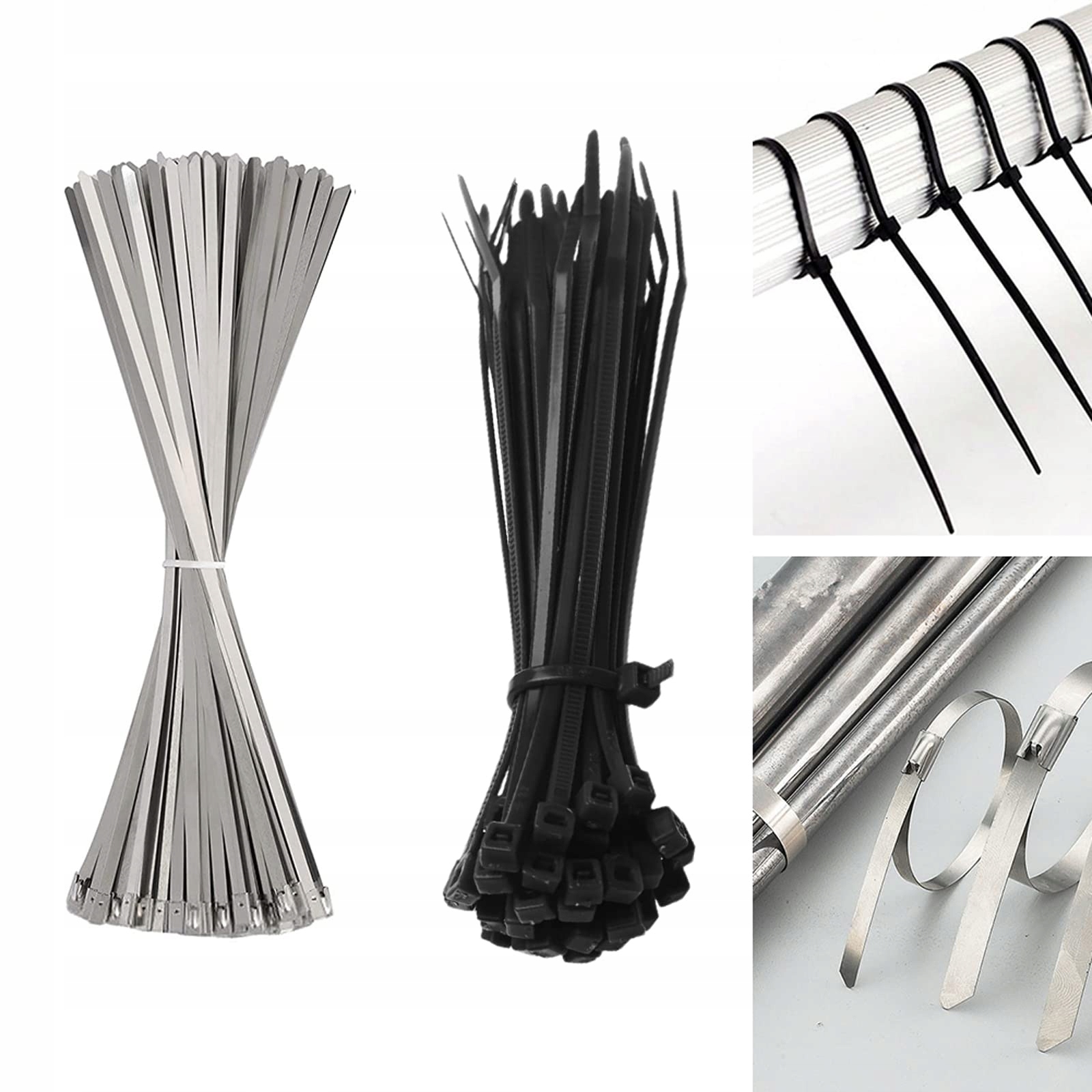 Zestaw Opaski Ze Stali Nierdzewnej 20szt Nylonowe Opaski Kablowe 10szt