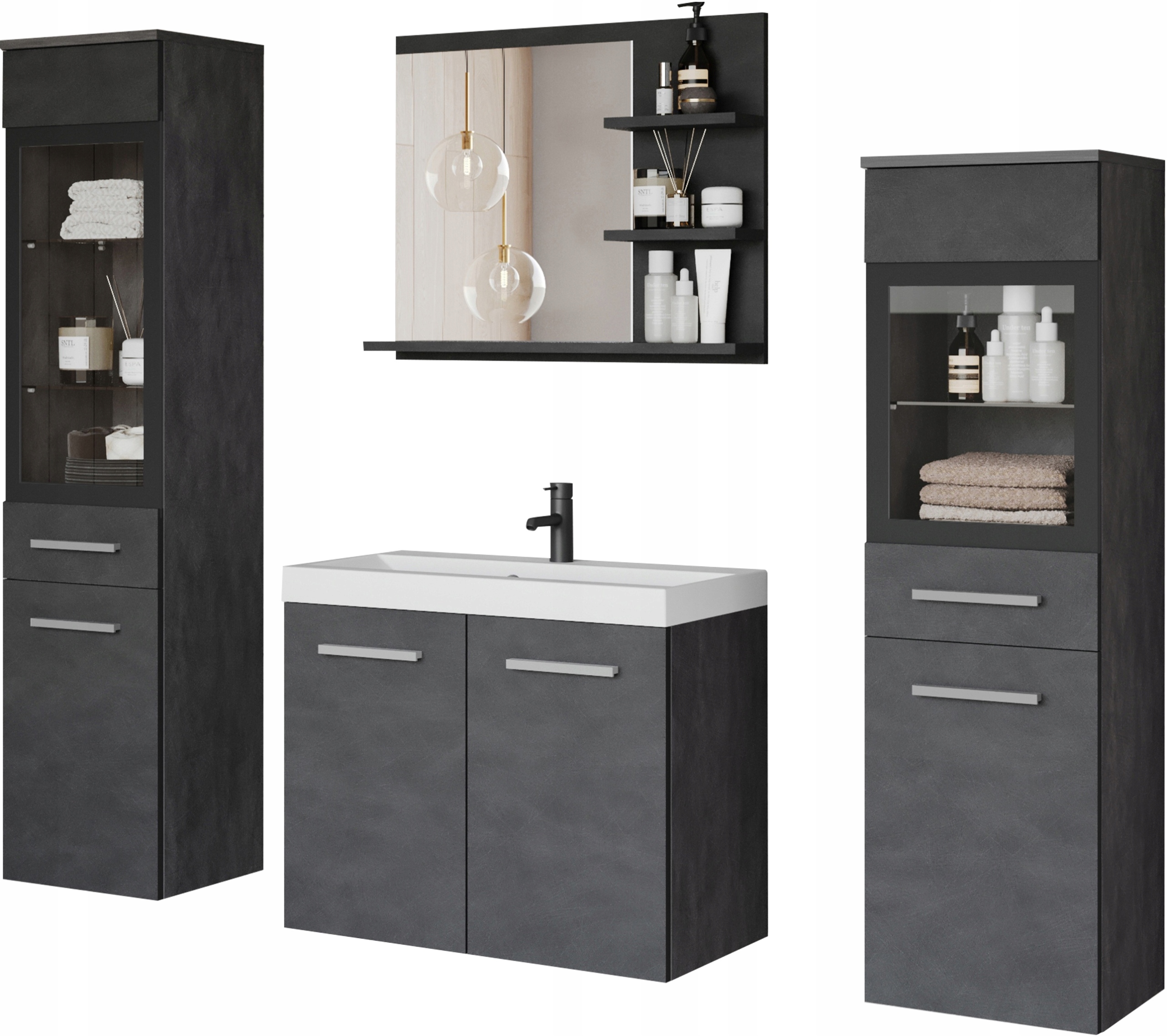 Meble łazienkowe MADRIT I, lustro, umywalka Matera