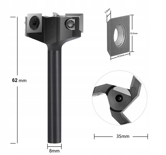 Fréza Na Plánování Ploch 8 mm 35 mm Hm destičky