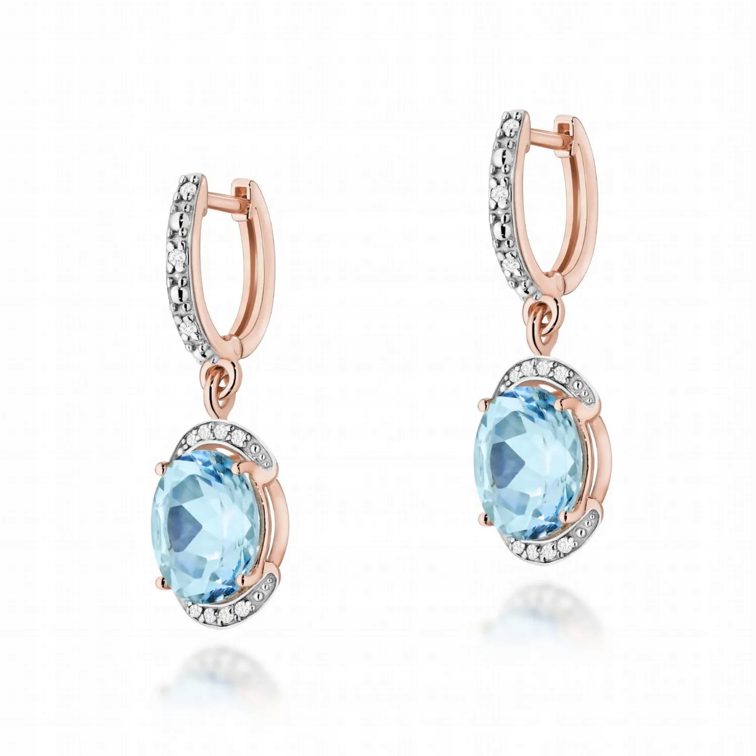 Złote kolczyki Topaz 2 x 3,00ct różowe złoto pr. 585