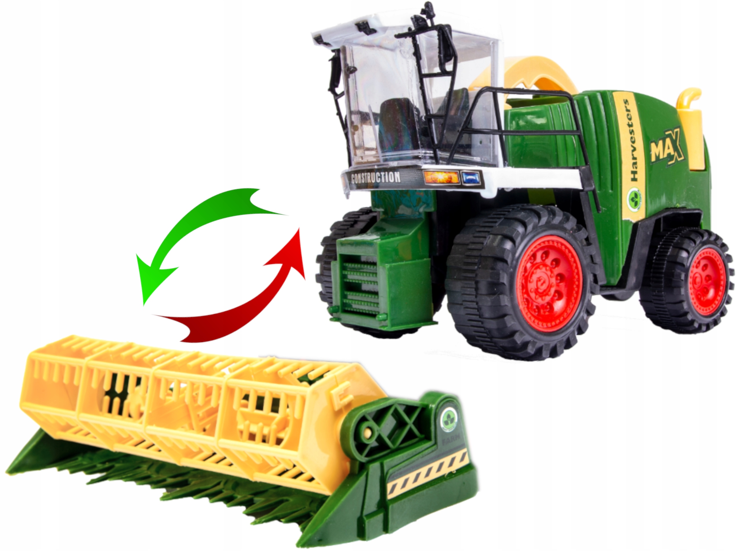 DUŻY KOMBAJN ZBOŻOWY TRAKTOR RUCHOME ELEMENTY 28 cm. Wiek dziecka 3 lata +