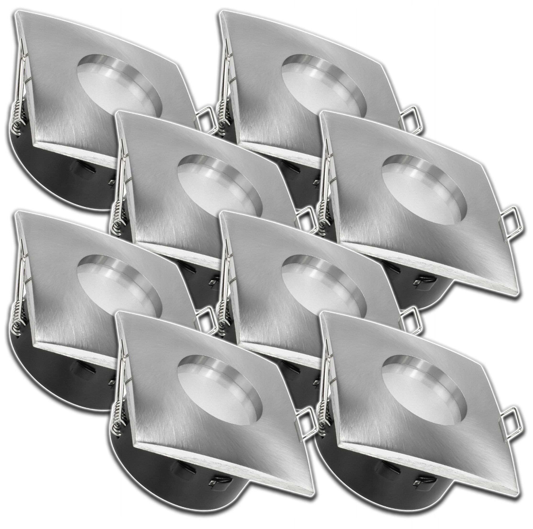 8x Čtvercové Zapuštěné Stropní Svítidlo, Vodotěsné, Podomítkové, Halogenové