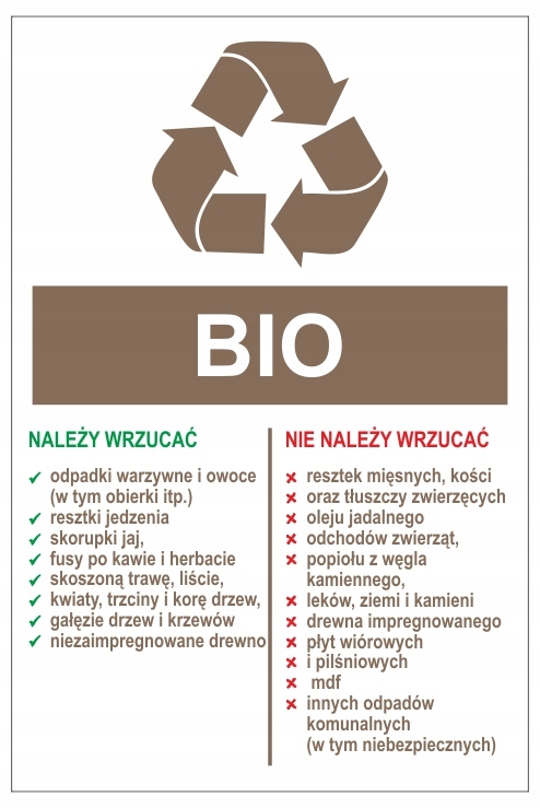 

Naklejki segregacja kosze śmieci Bio 20x30 cm