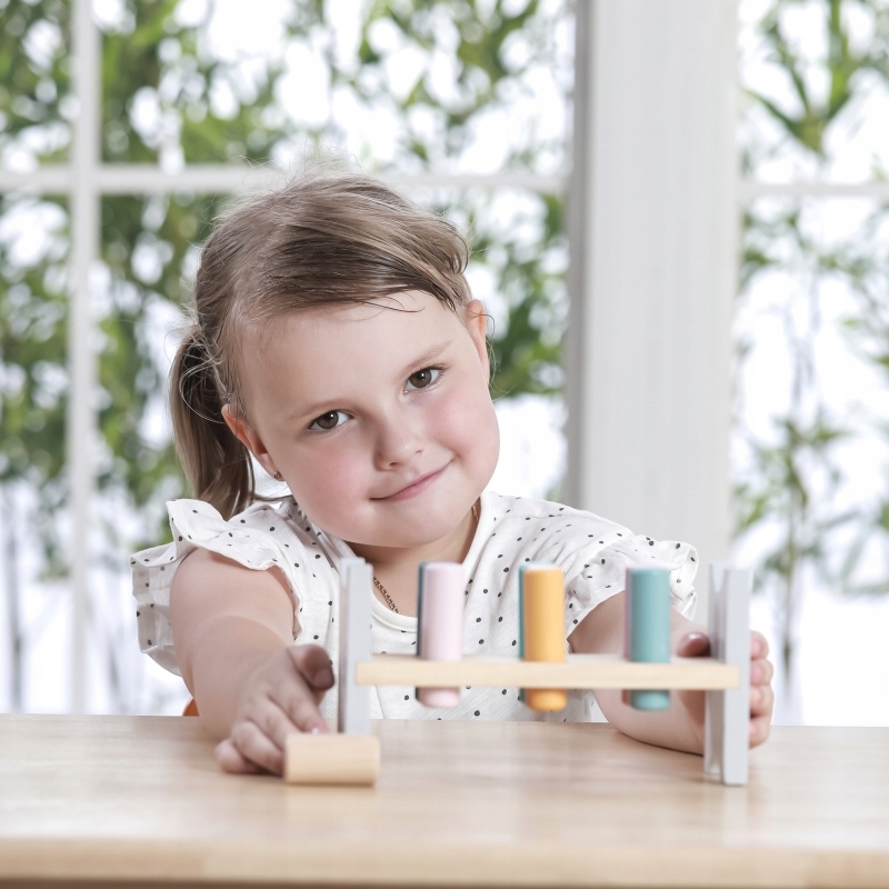 ŁAWECZKA DREWNIANA PRZEBIJANKA WBIJANKA Z MŁOTKIEM Płeć unisex