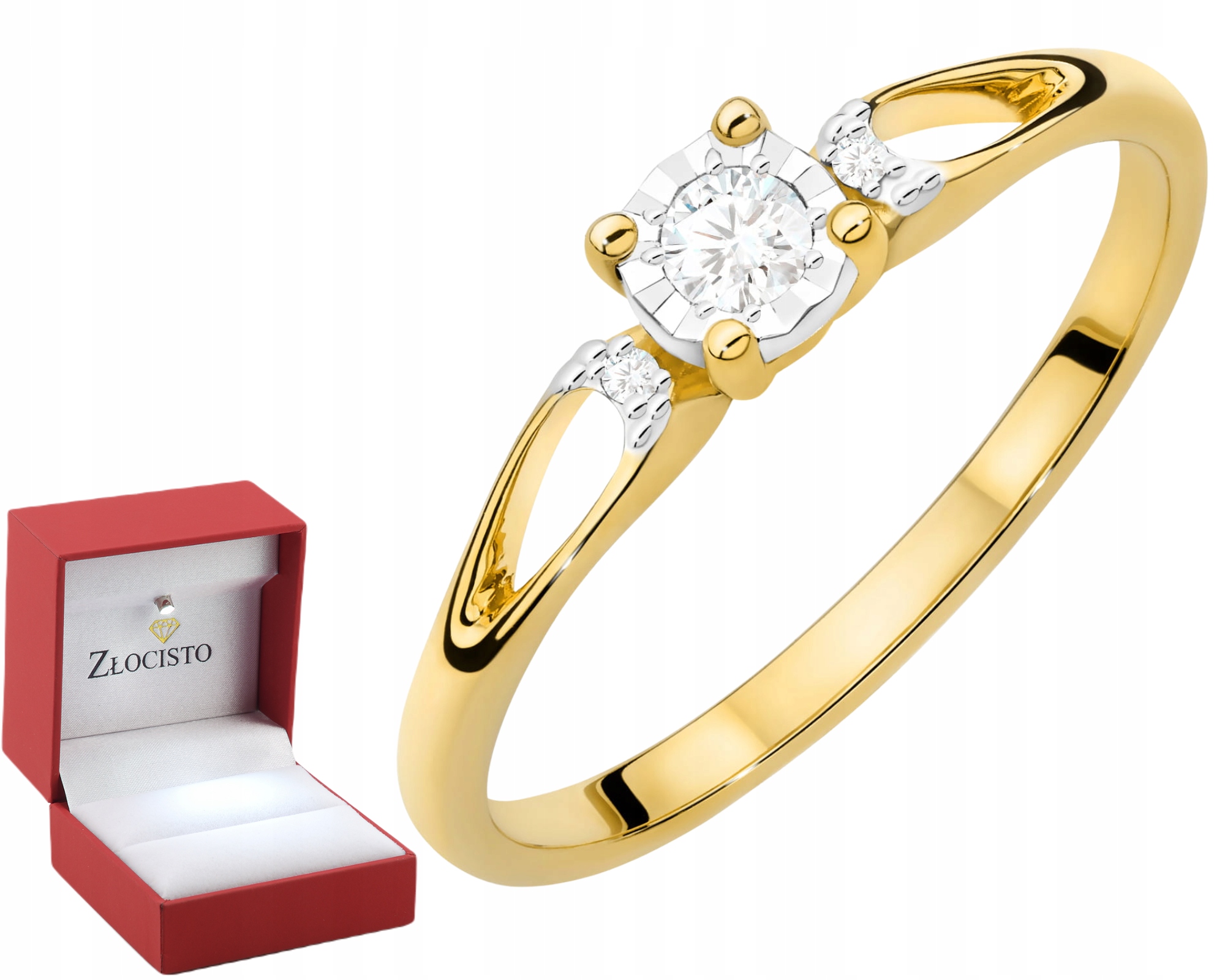 Zlatý prsten s diamanty pro zásnubní Gravírování Dárek 14K