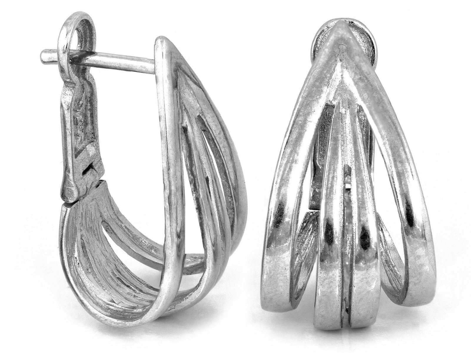 Stříbrné náušnice ryzost 935, anglické zapínání, trojité, bez kamenů, 4.05g, elegantní design