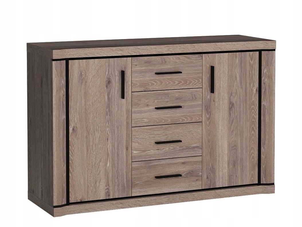 Klasyczna duża komoda Dallas 137 x 45 x 91 pojemna, dąb truflowy