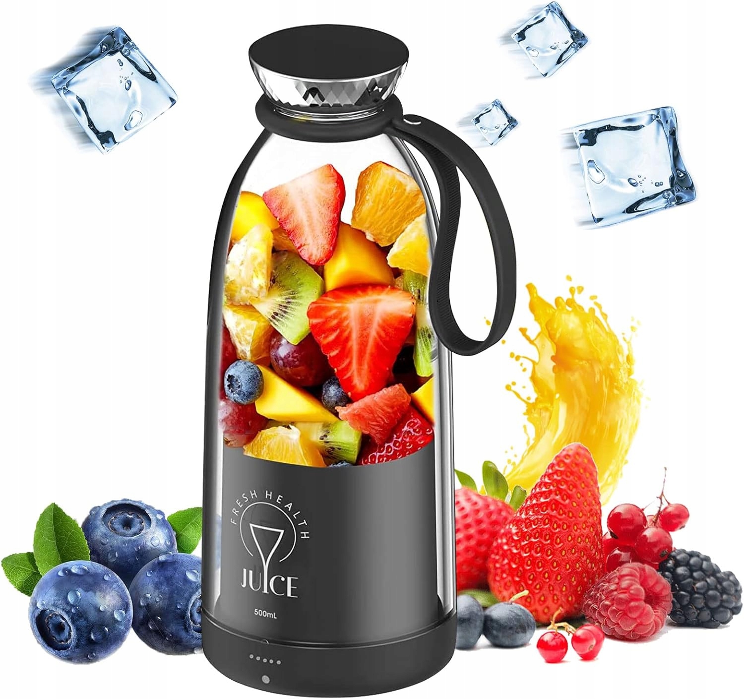 Bezprzewodowy Blender doKOKTAJLI Soków Smoothie 500 ML Ładowany Usb Czarny