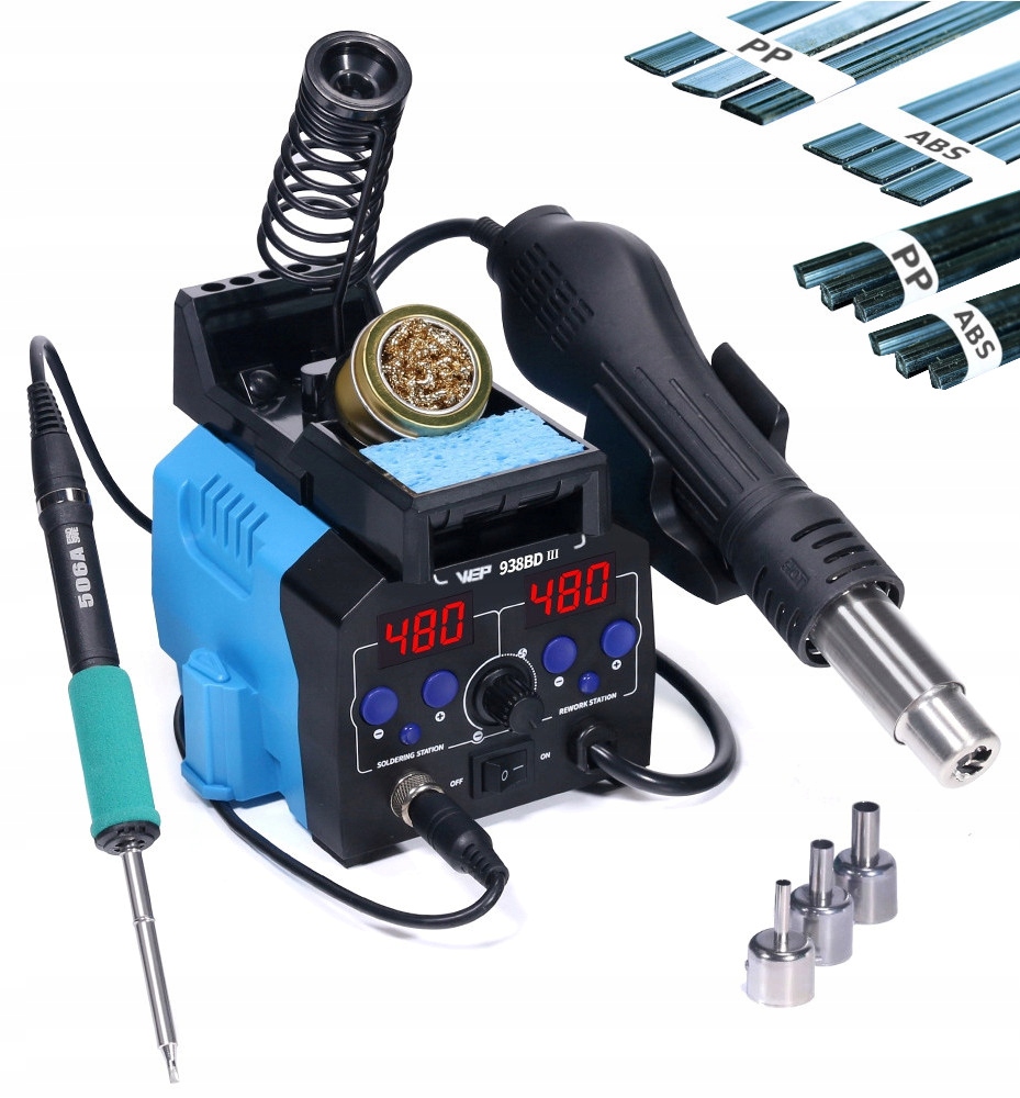 Spawarka do plastiku HOTAIR WEP 938BD-III 775W T12 +3xDYSZE +SPOIWA