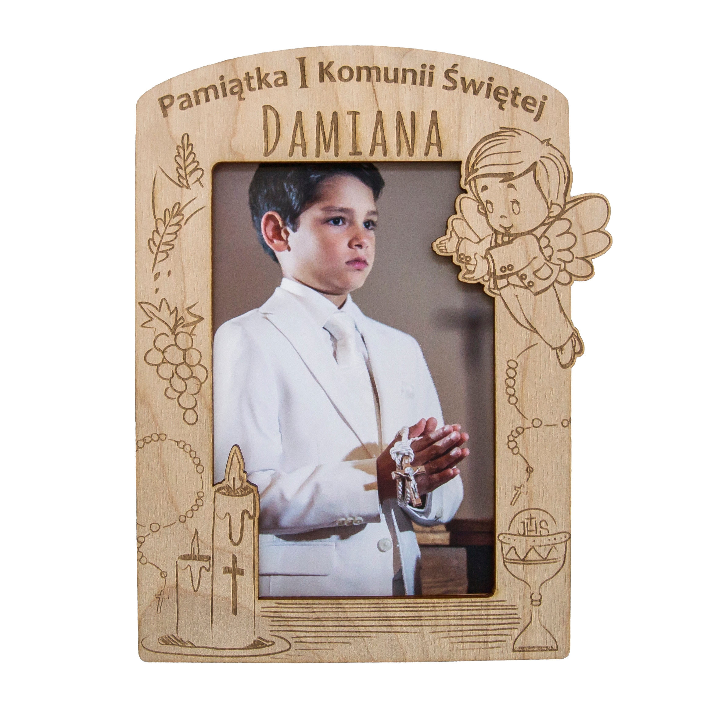 

Drewniana Ramka Na Zdjęcie Prezent Na Komunię RKM1