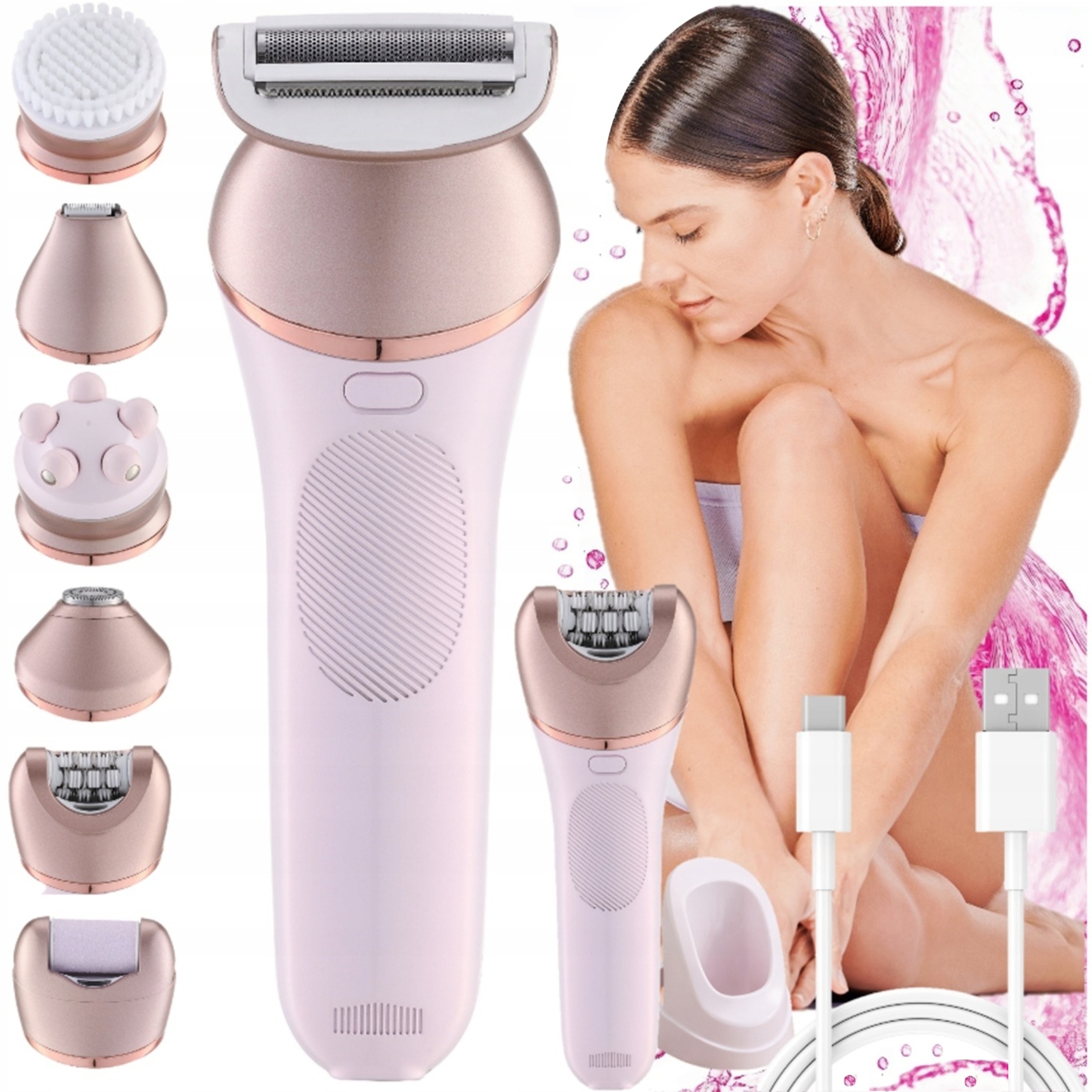 Golarka Damska Zilan ZLN8745 Depilator Ciało Nogi Bikini Wet&dry Usb 11W1