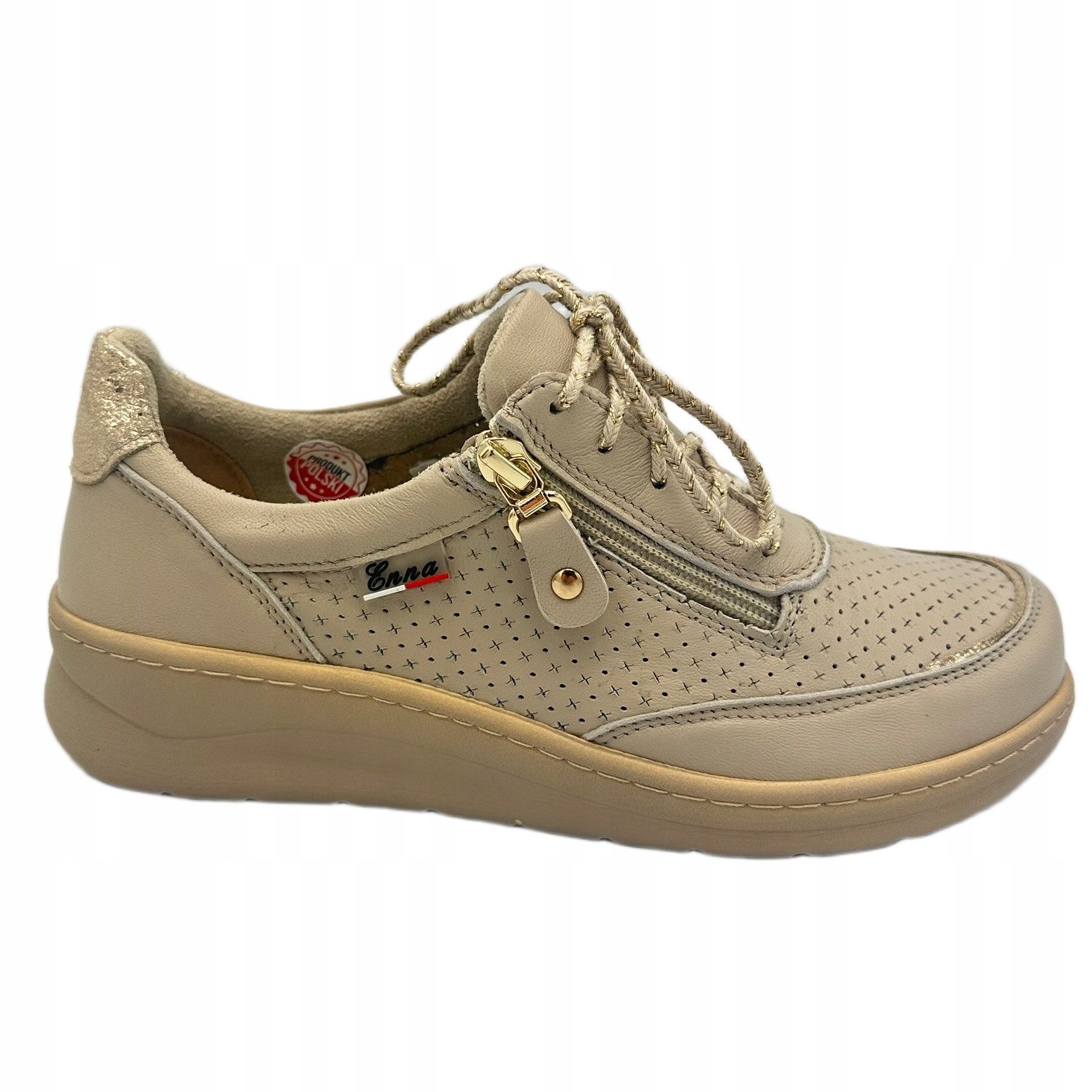 Dámské polobotky Enna 6010-03K béžové kožené na halušky, velikost H vel 38