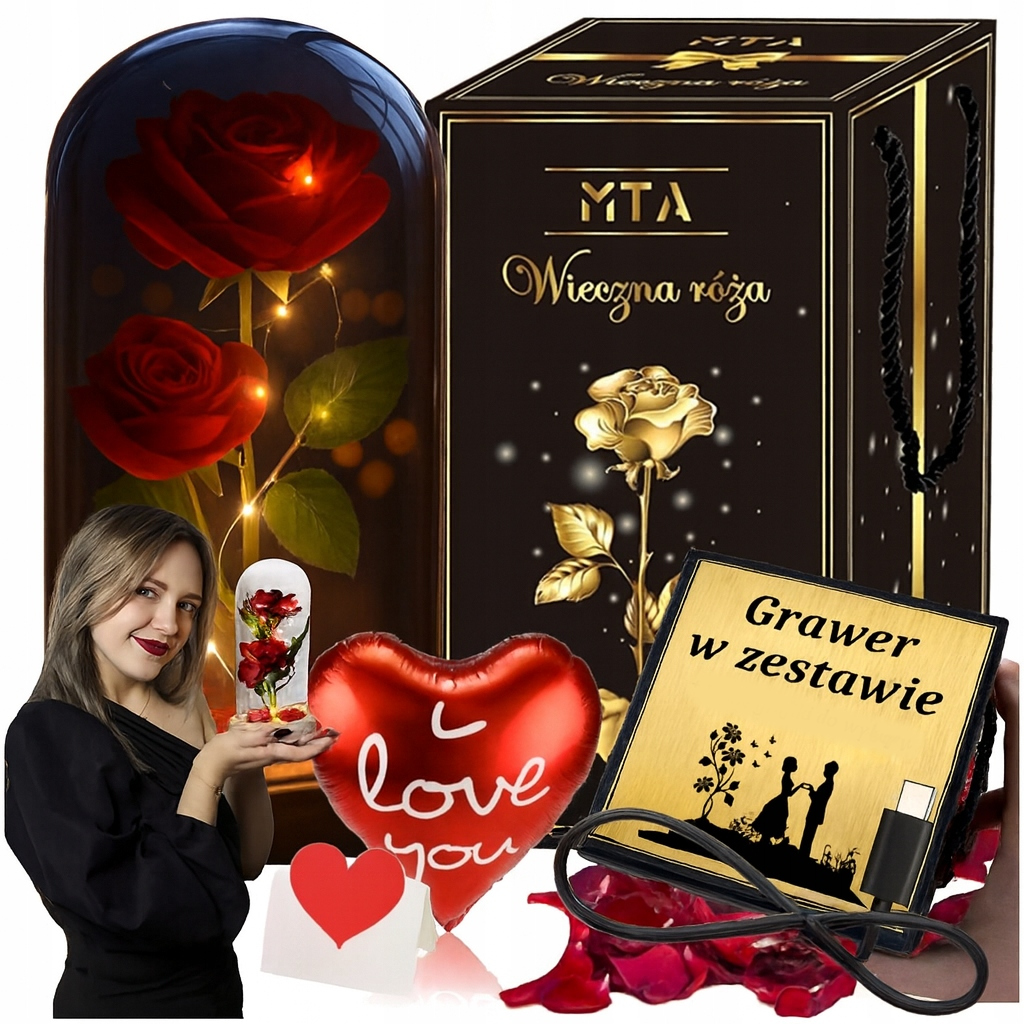 Led Věčná Růže Ve Skle Usb, Dárek Pro Šéfku, Manželku, Babičku Gravírování
