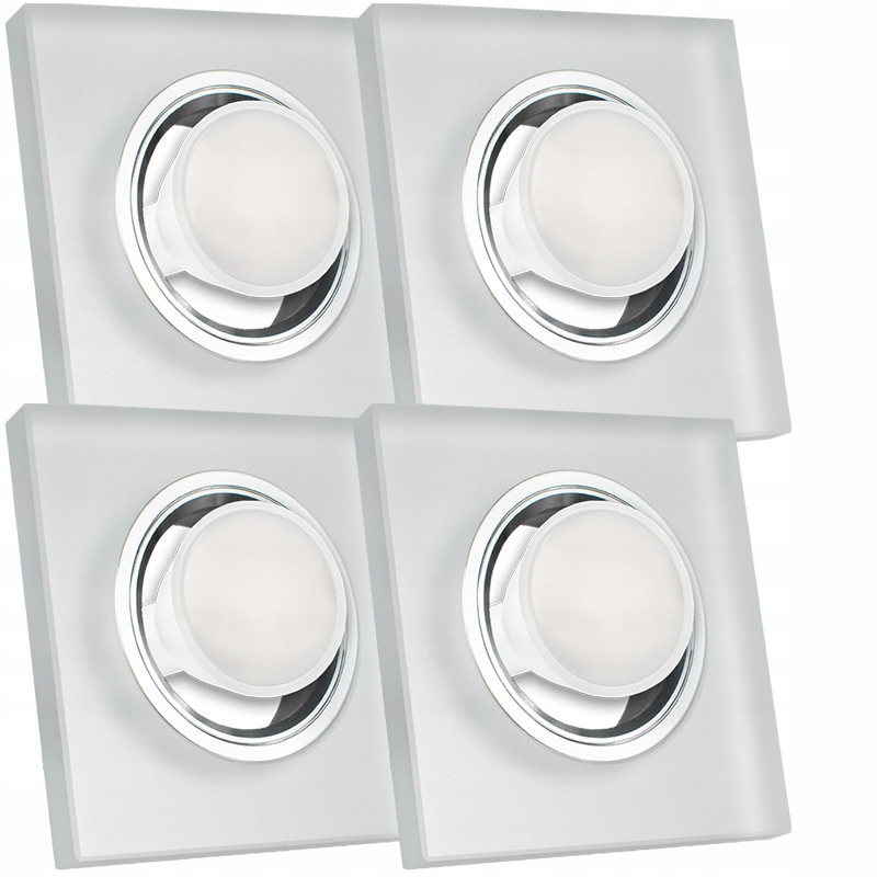 4X Skleněná Zapuštěná Lampa Námraza Kolo Silné Sklo Žárovka 1.5 W