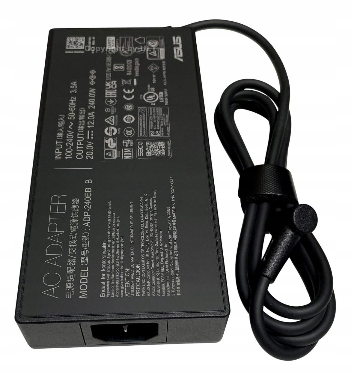 Nowy Zasilacz ładowarka Asus 240W 20V 12A wtyczka 6mm kod Qr