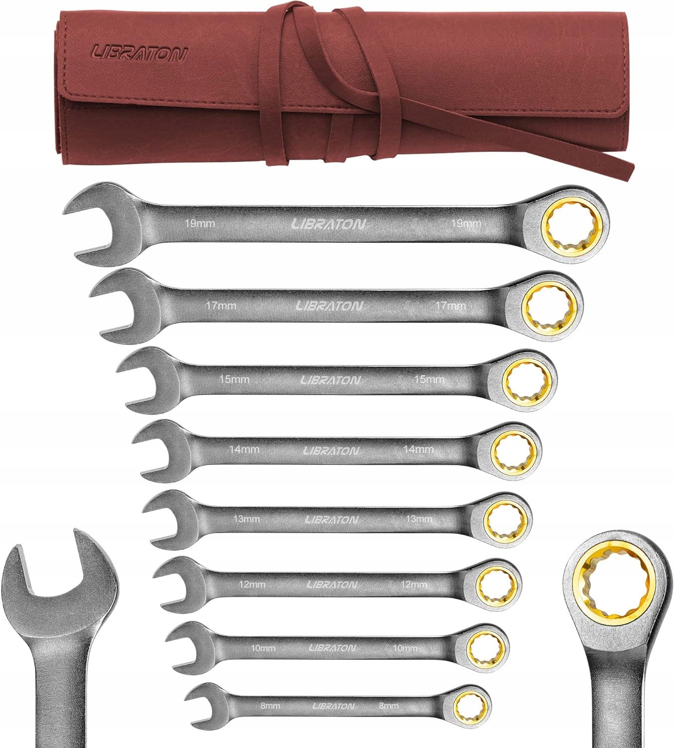 ZESTAW 8 KLUCZY GRZECHOTKOWYCH LIBRATON 8-17 MM PROFESJONALNE + ETUI
