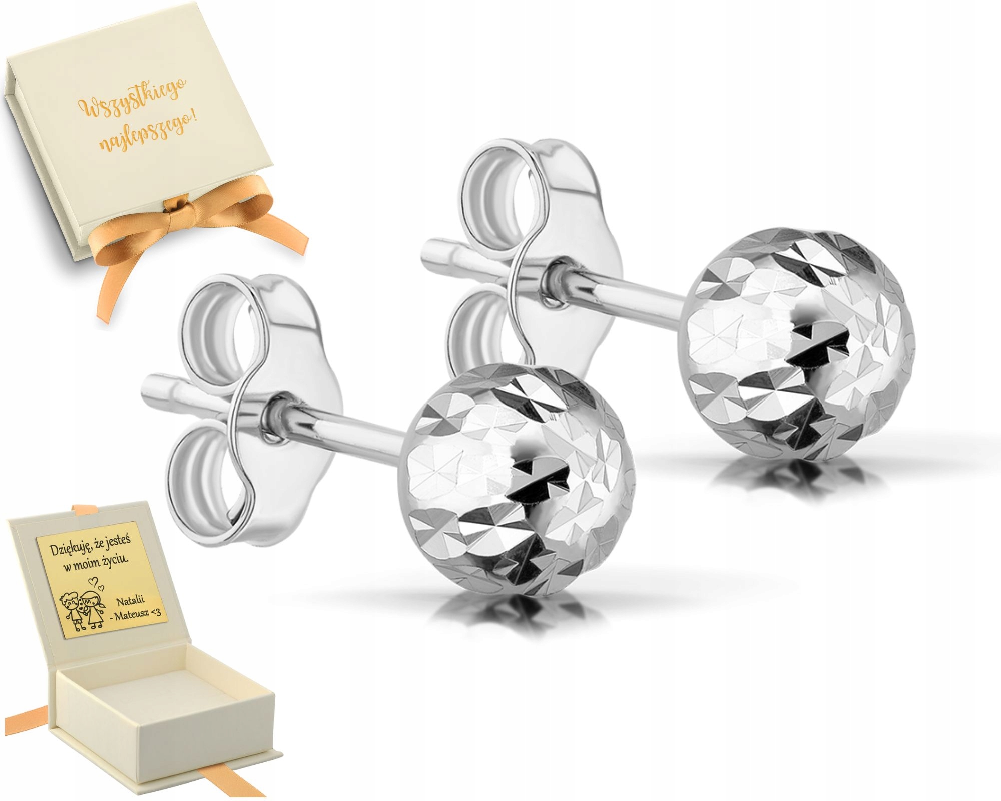 Náušnice Diamantové Kuličky Stříbrné 8 MM