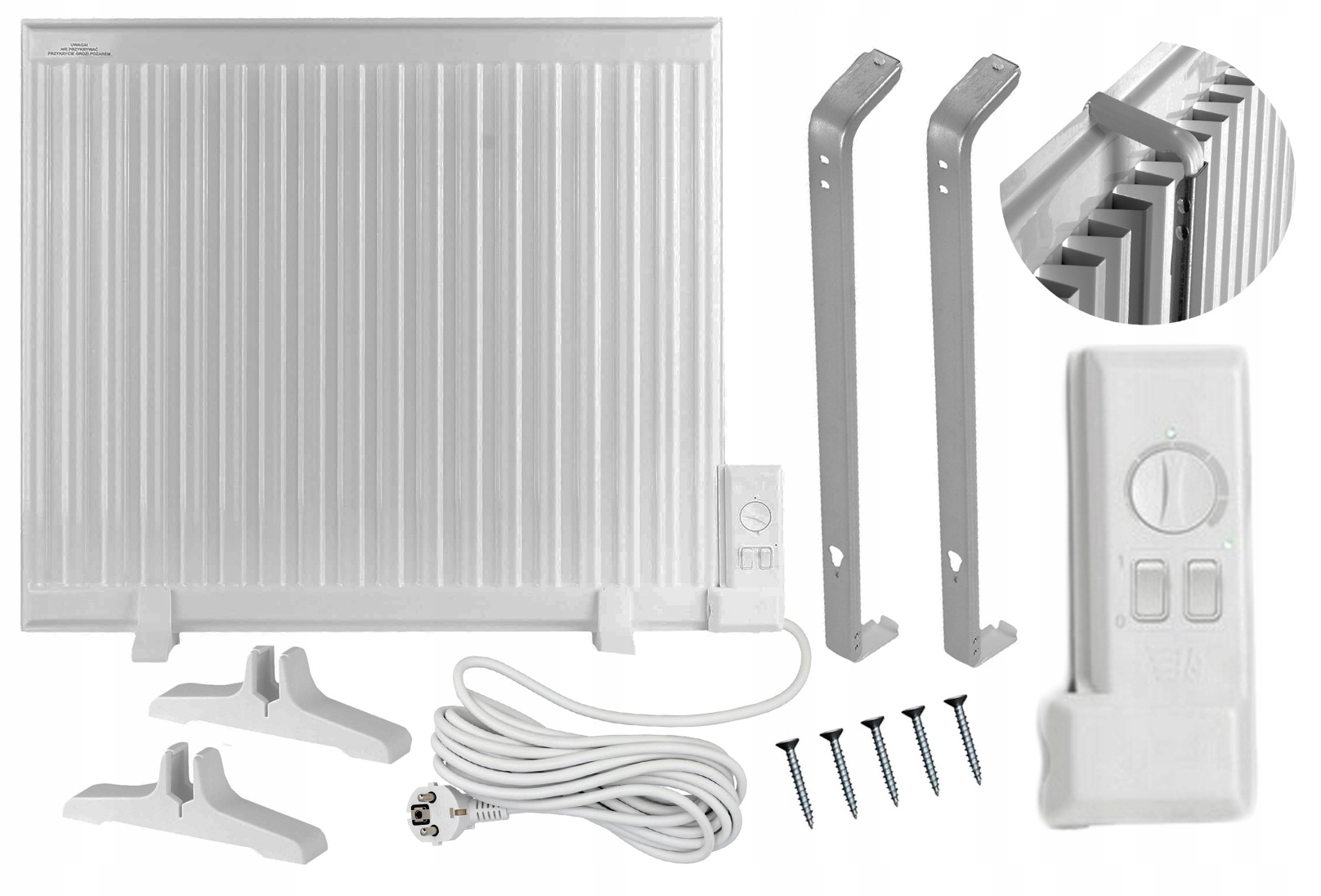 Olejový Panelový Ohrievač Elektrický 1500W Eko 78 cm x 66 cm Gw Biely