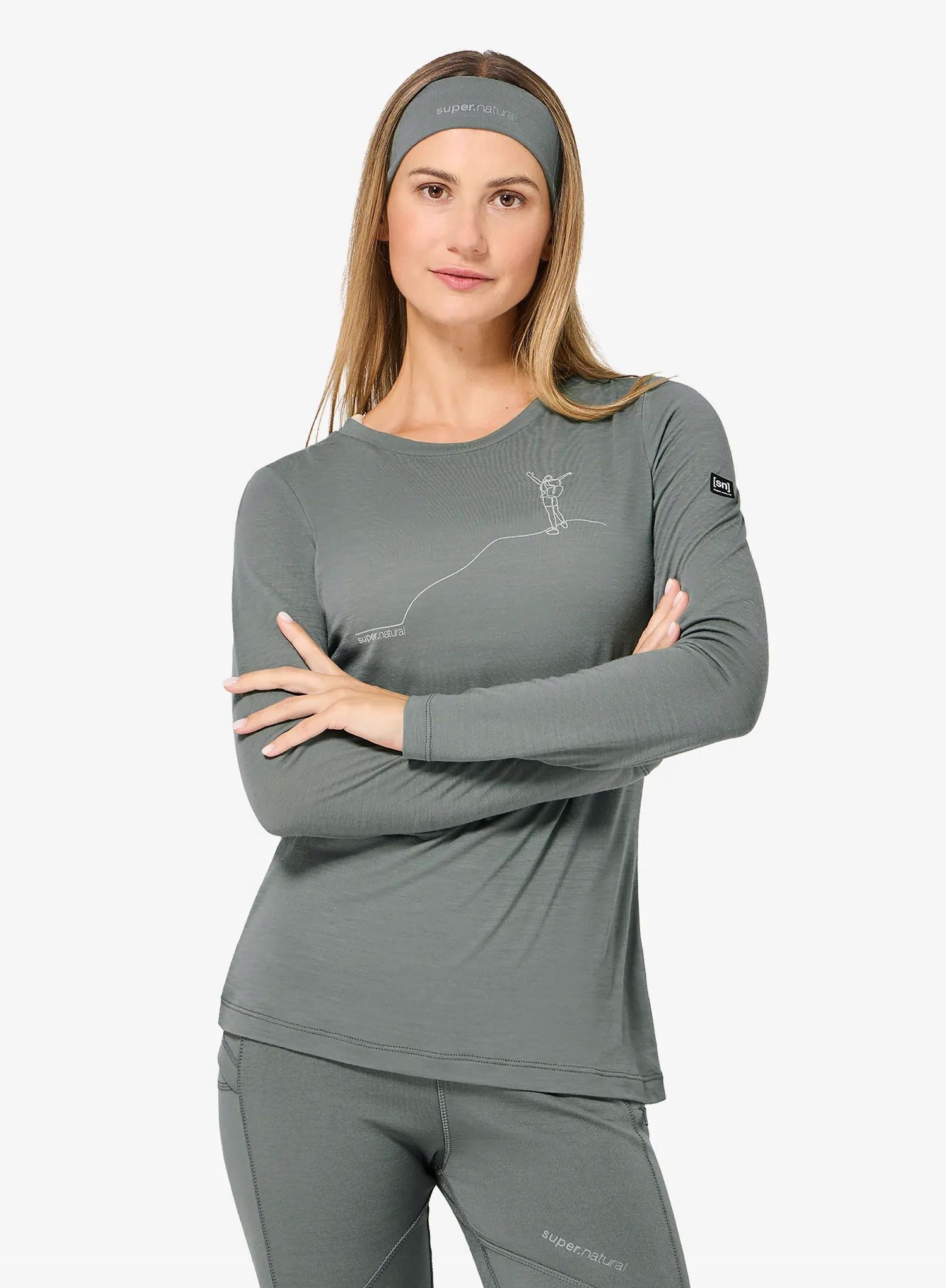 Bluza damska Super.natural Berggluck Ls eucalyptus/feather grey Xs