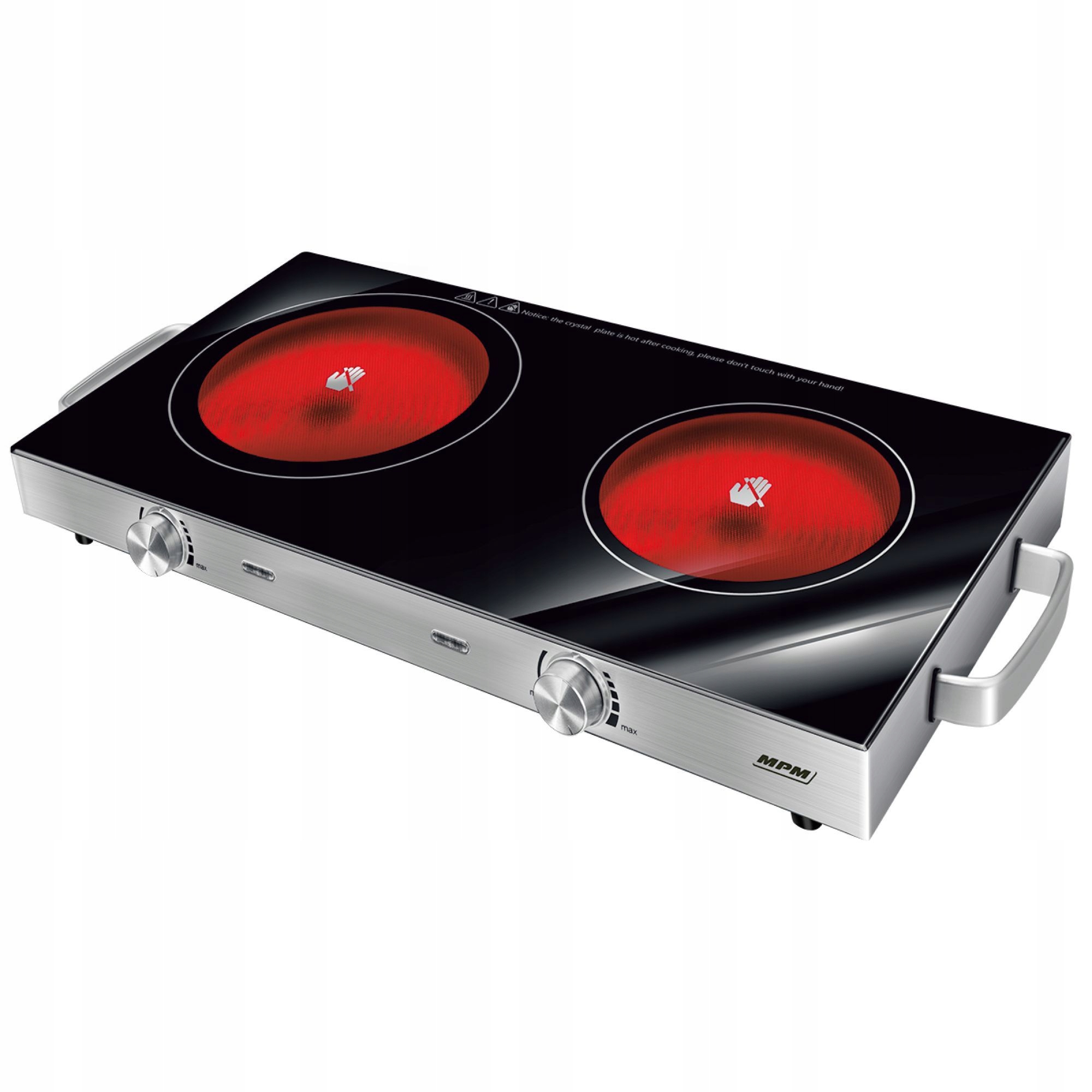 Kuchenka ceramiczna Elektryczna 2 Pola Grzewcze Mpm MKE-23 Srebrno Czarna