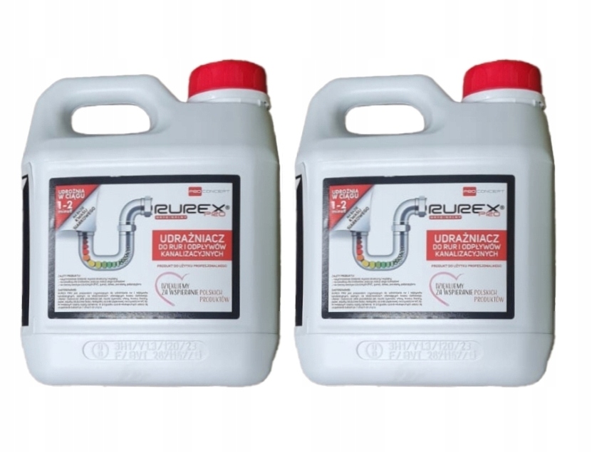 Rurex płyn do udrażniania rur kanalizacyjnych RX2 pojemnik 2 litry 2szt