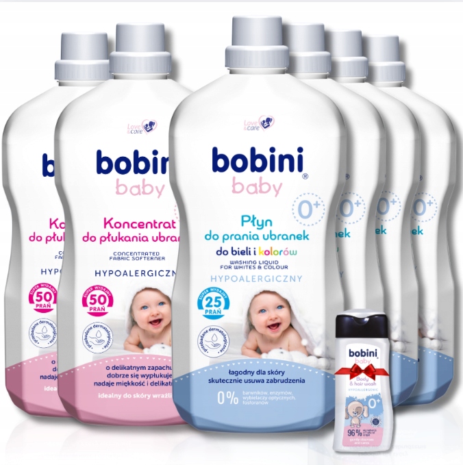 Bobini Baby Prací prostředek 1,8 l x 4 tekutá aviváž 1,8 l x 2 Dárek