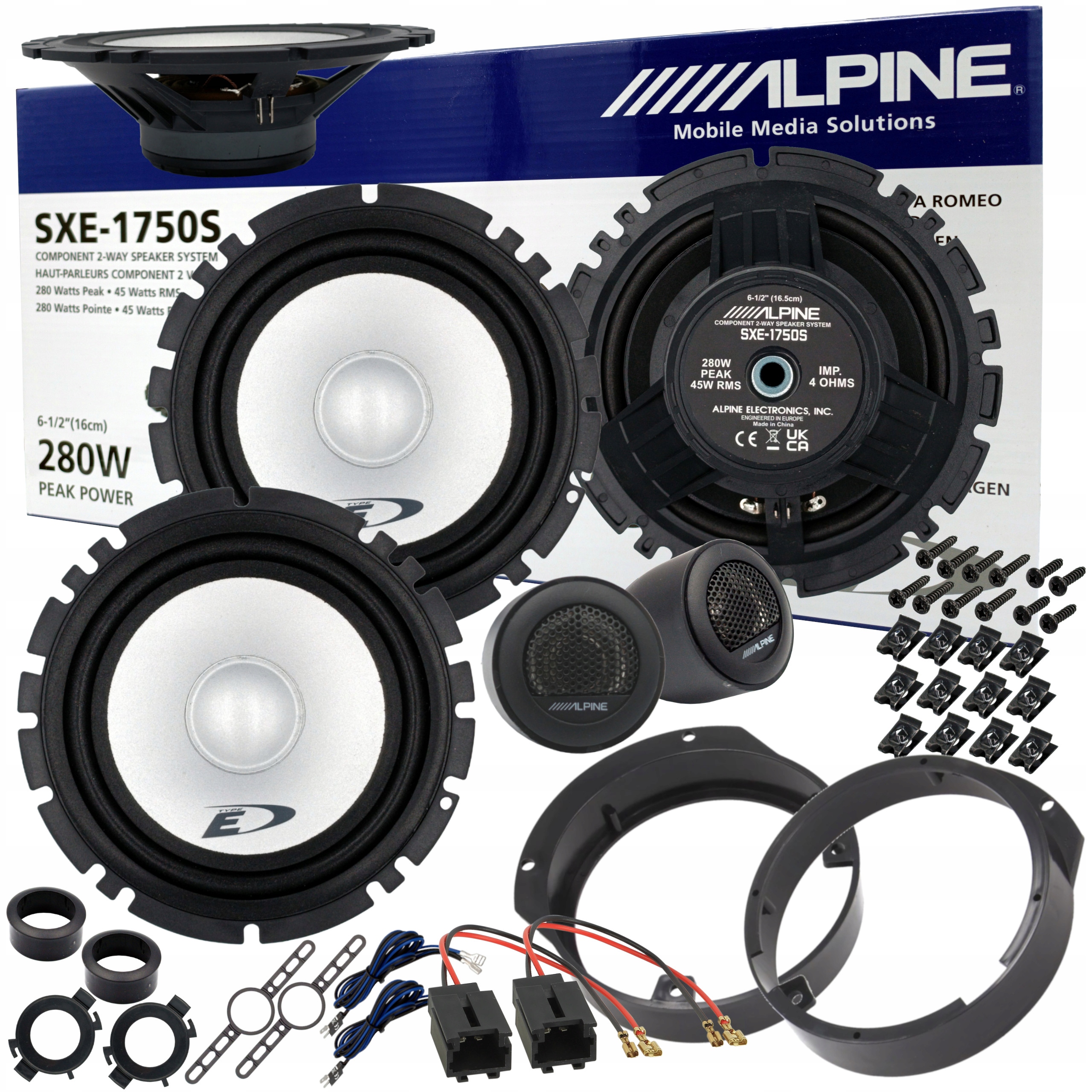 Głośniki odseparowane ALPINE dystanse redukcje do CITROEN C3 PICASSO TYŁ