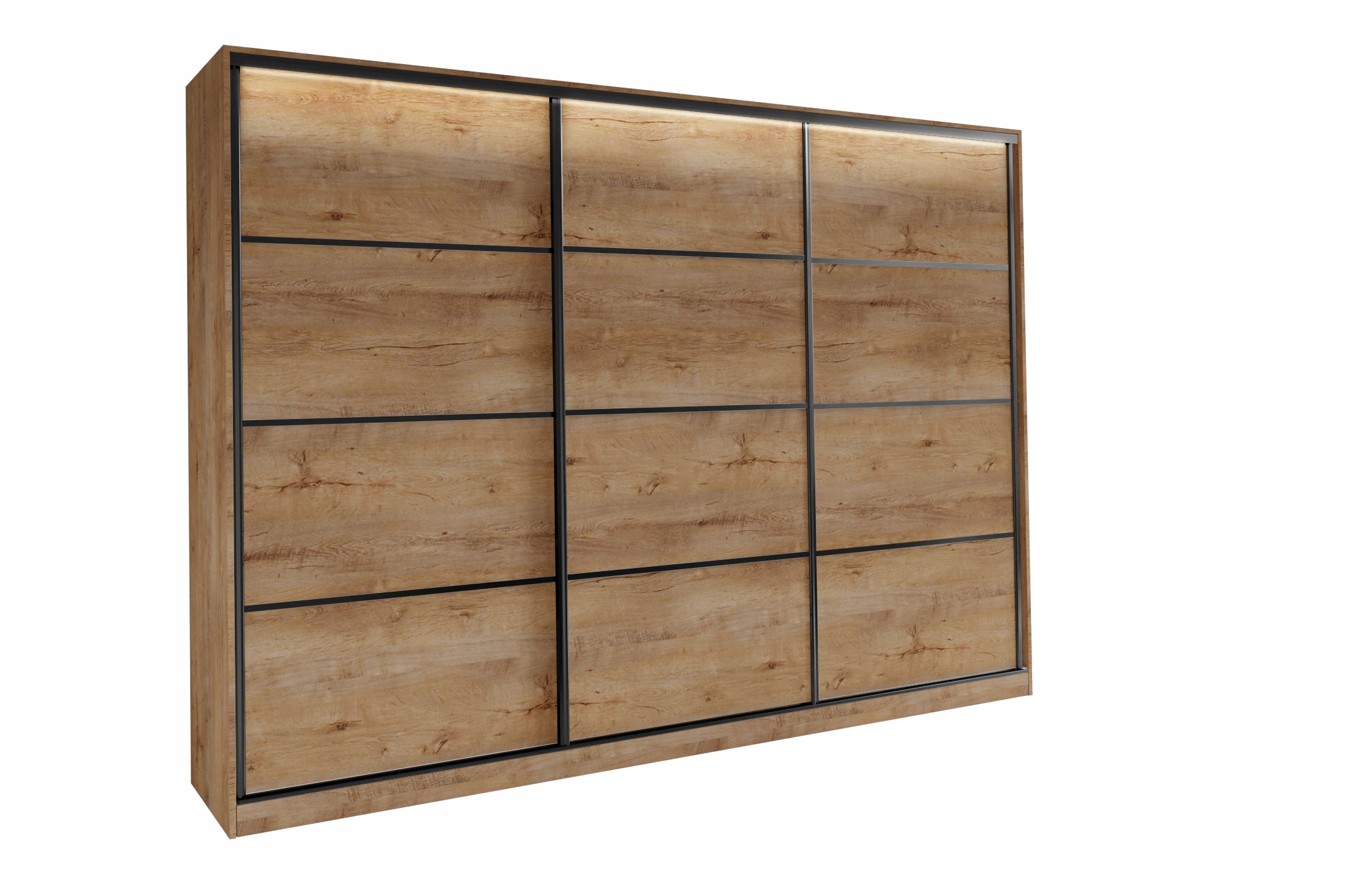 Szafa przesuwna z szufladami 250cm dąb lefkas LOFT Głębokość mebla 56 cm