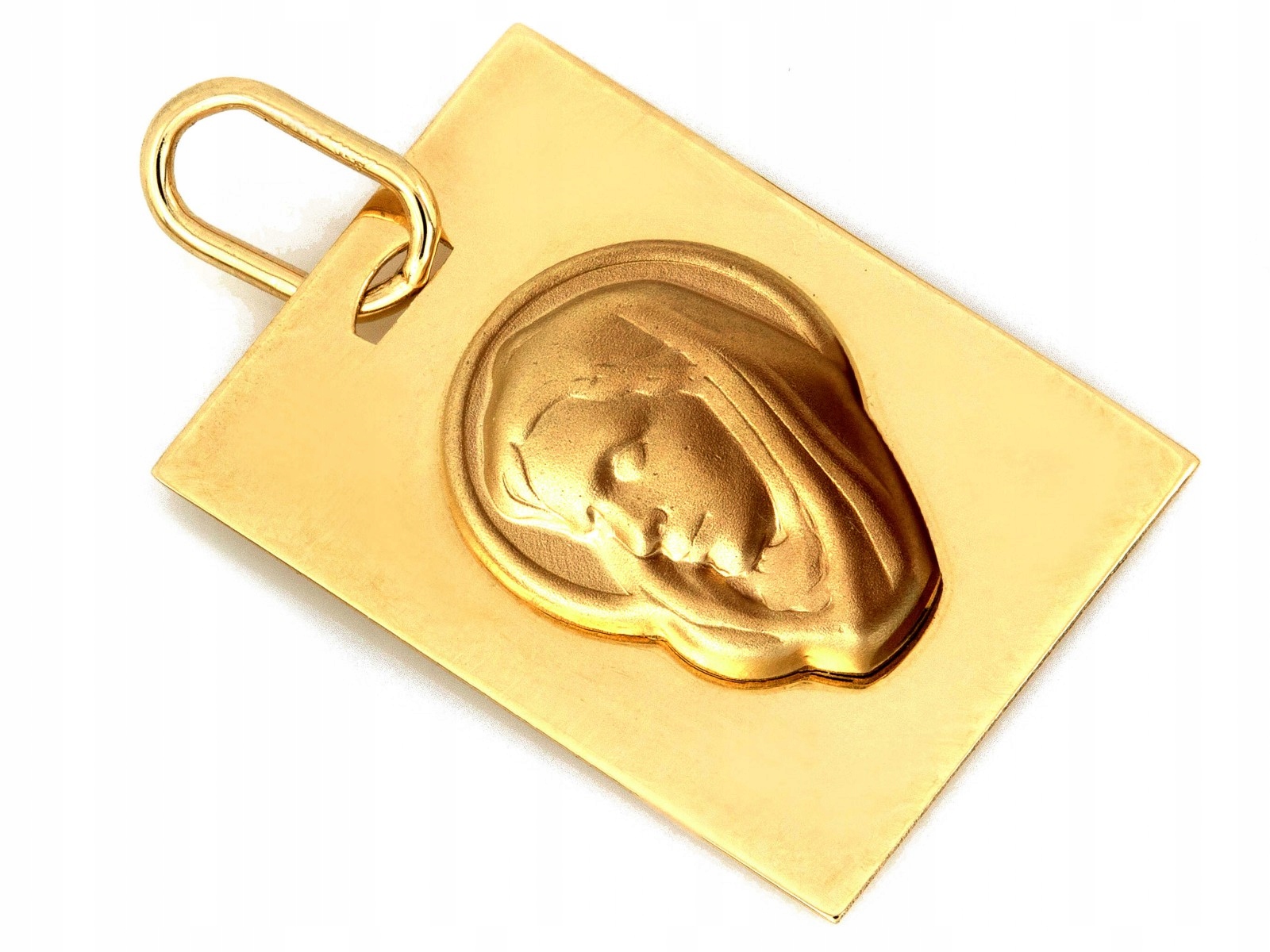 Zlatý medailonek 585 14k obdélníkový Matka Boží, váha 0.90 g, 15.7 mm x 11.3 mm